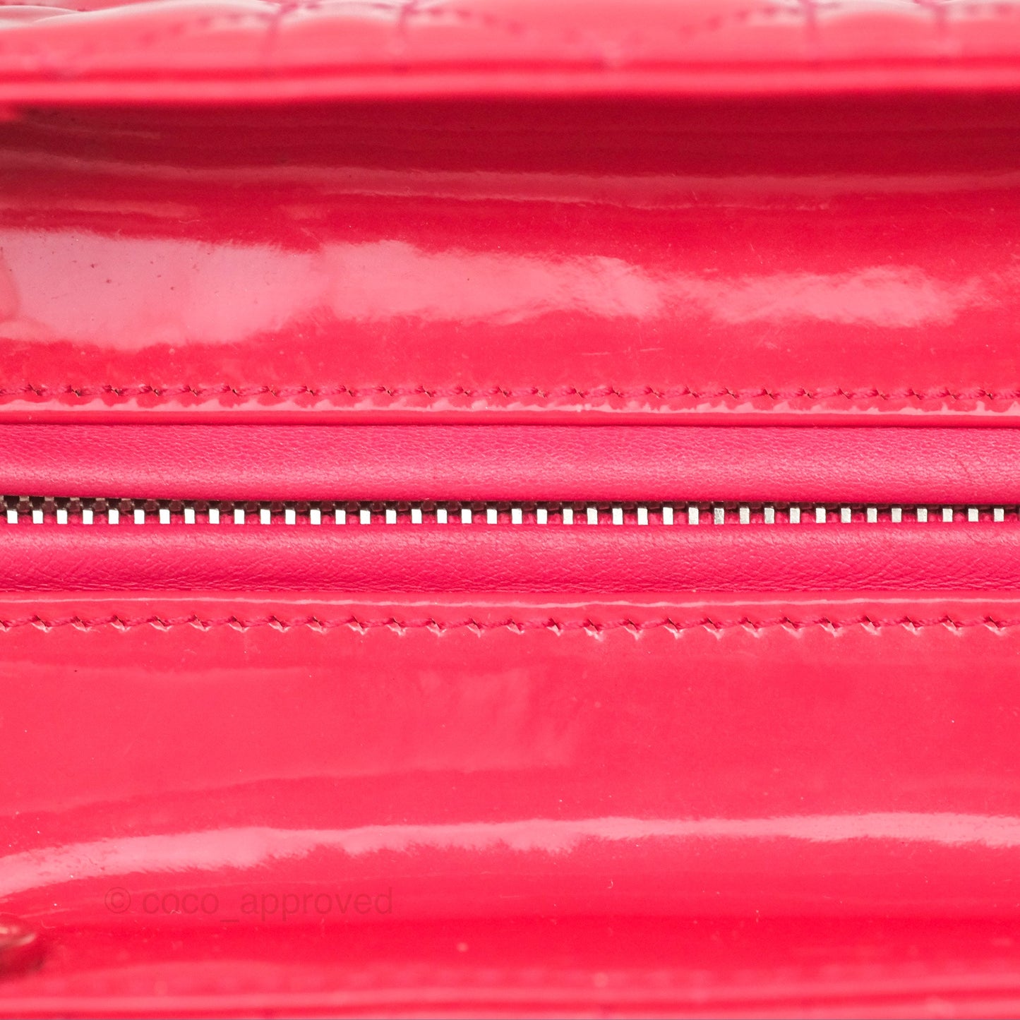 Christian Dior Medium Lady Dior Red Patent Silver Hardware