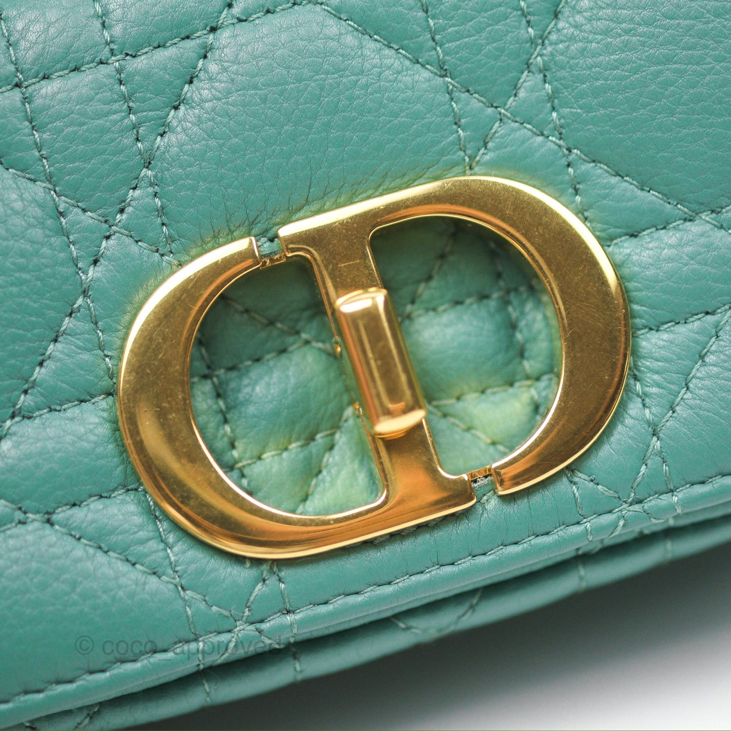 Christian Dior Micro Caro Bag in Tundra Green Supple Cannage Calfskin Gold Hardware