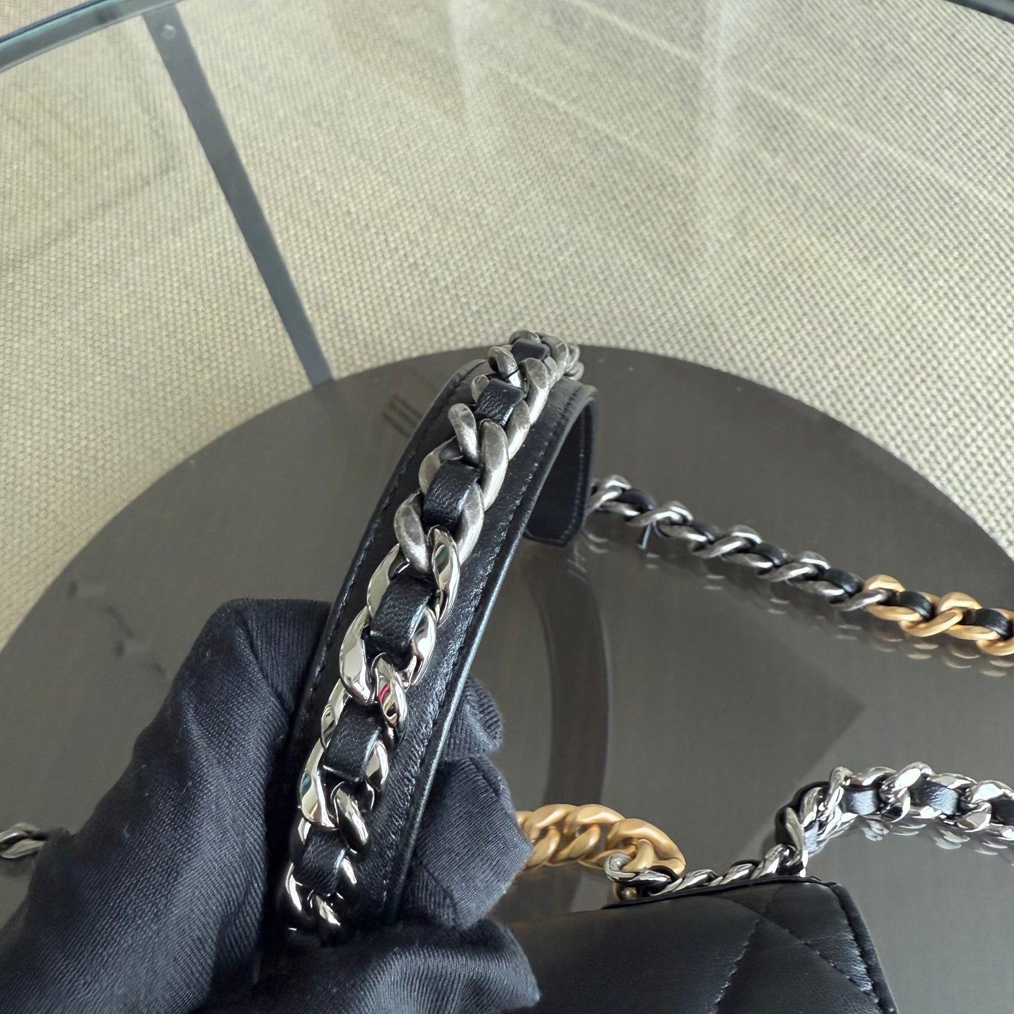 Chanel C19 WOC - 19 Bag Wallet On Chain Quilted Lambskin Black Two Tone Gold Hardware Microchip