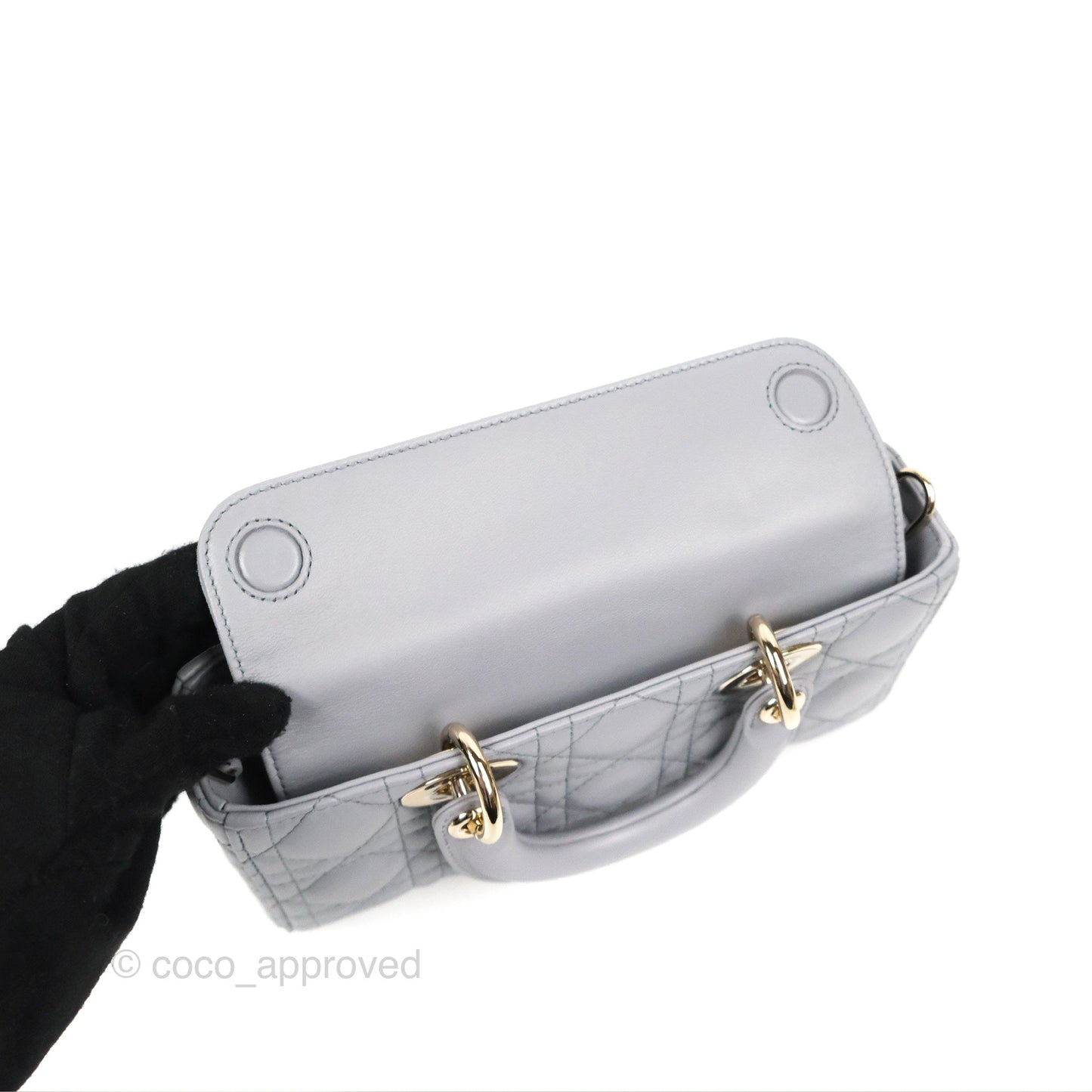 Dior Small Lady D-Joy Bag Grey Lambskin Cannage Gold Hardware
