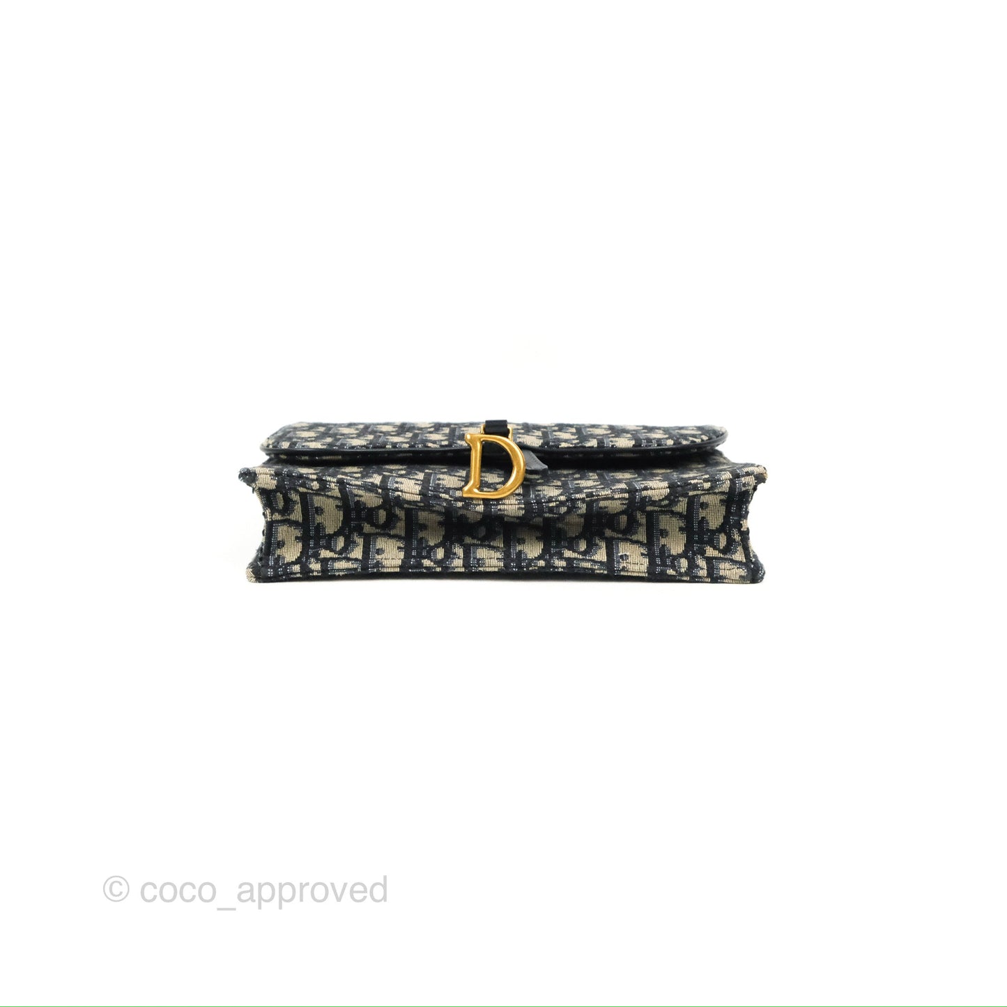 Christian Dior Saddle Chain Pouch Navy Oblique Jacquard