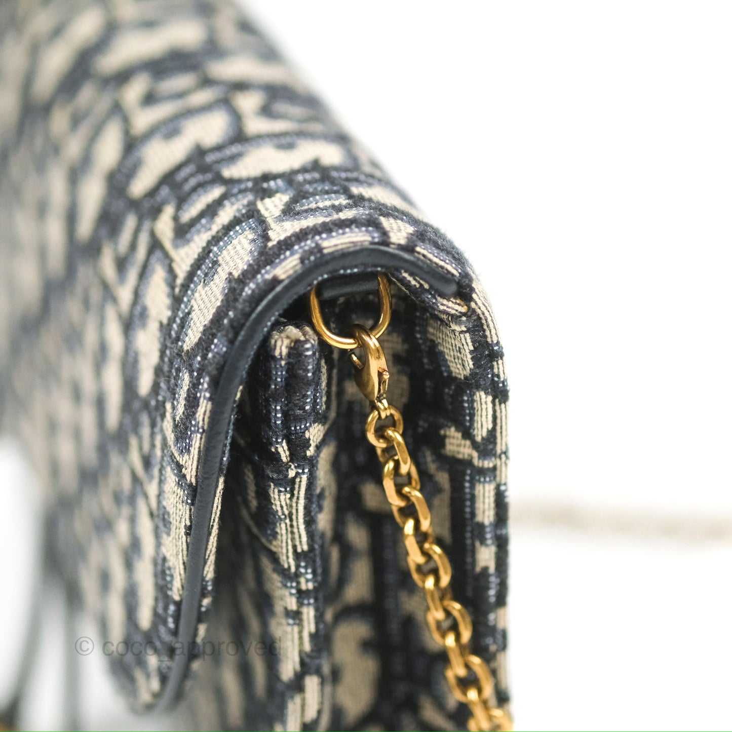 Christian Dior Saddle Chain Pouch Navy Oblique Jacquard