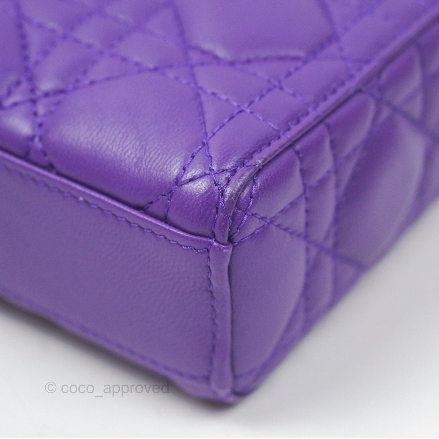 Dior Small Lady D-Joy Bag Purple Lambskin Cannage Gold Hardware