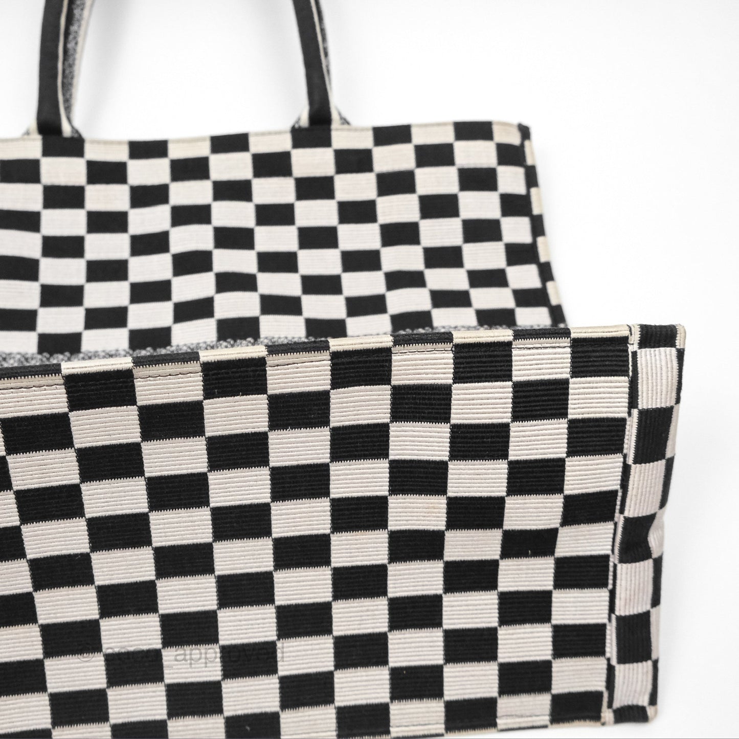 Christian Dior Large Book Tote Checkered Black/ White Canvas