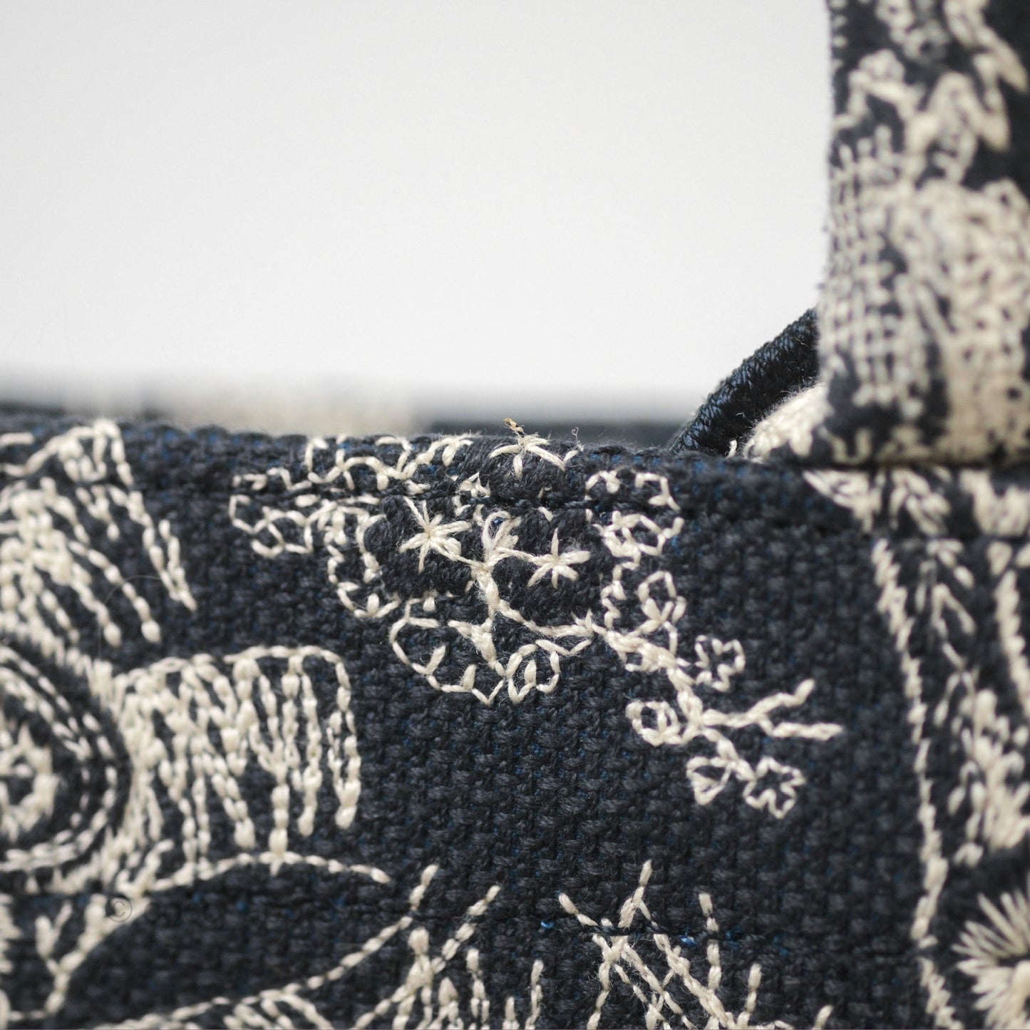 Christian Dior New Small Embroidered Toile De Jouy Canvas Book Tote Navy