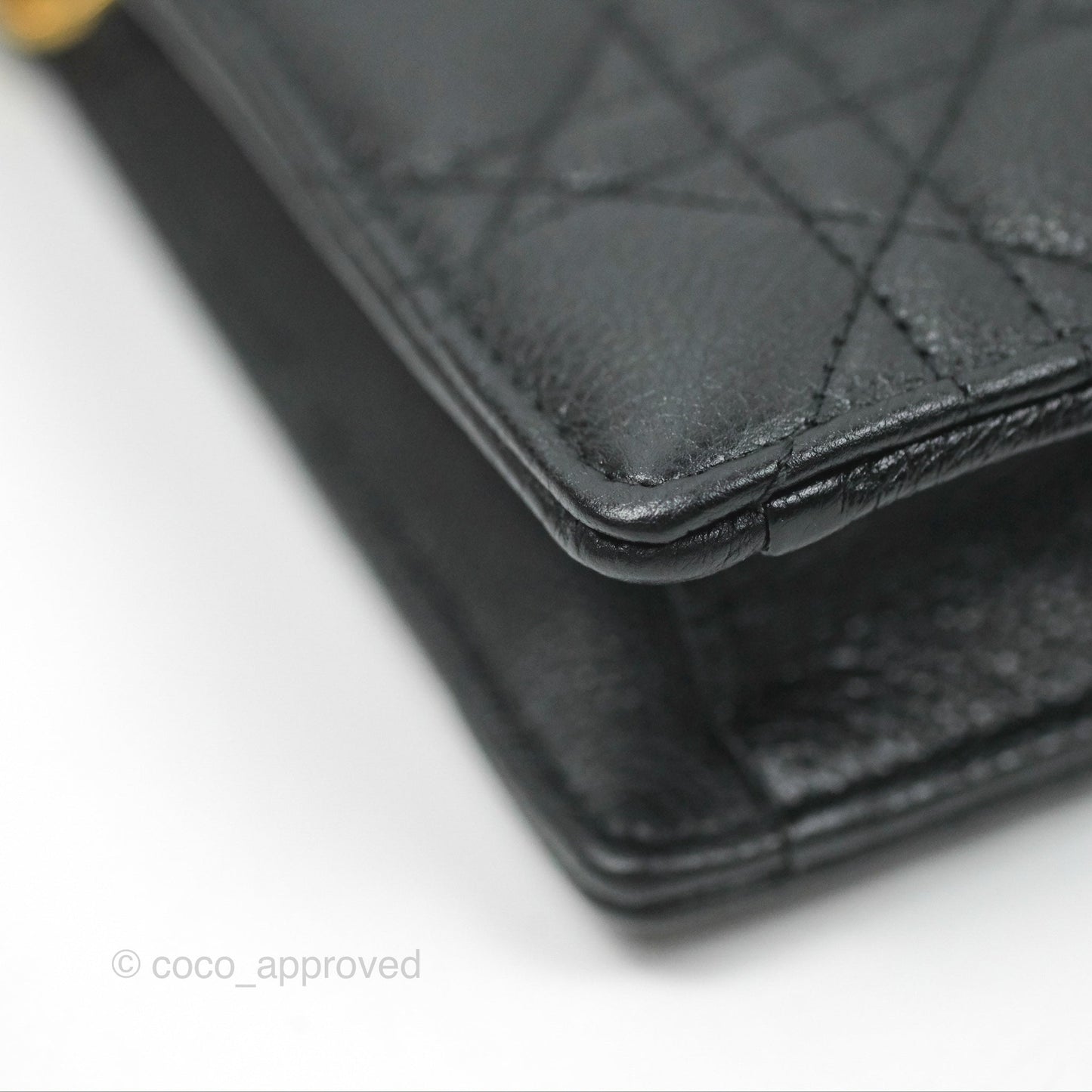 Dior Caro Zipped Pouch With Chain Black Cannage Calfskin