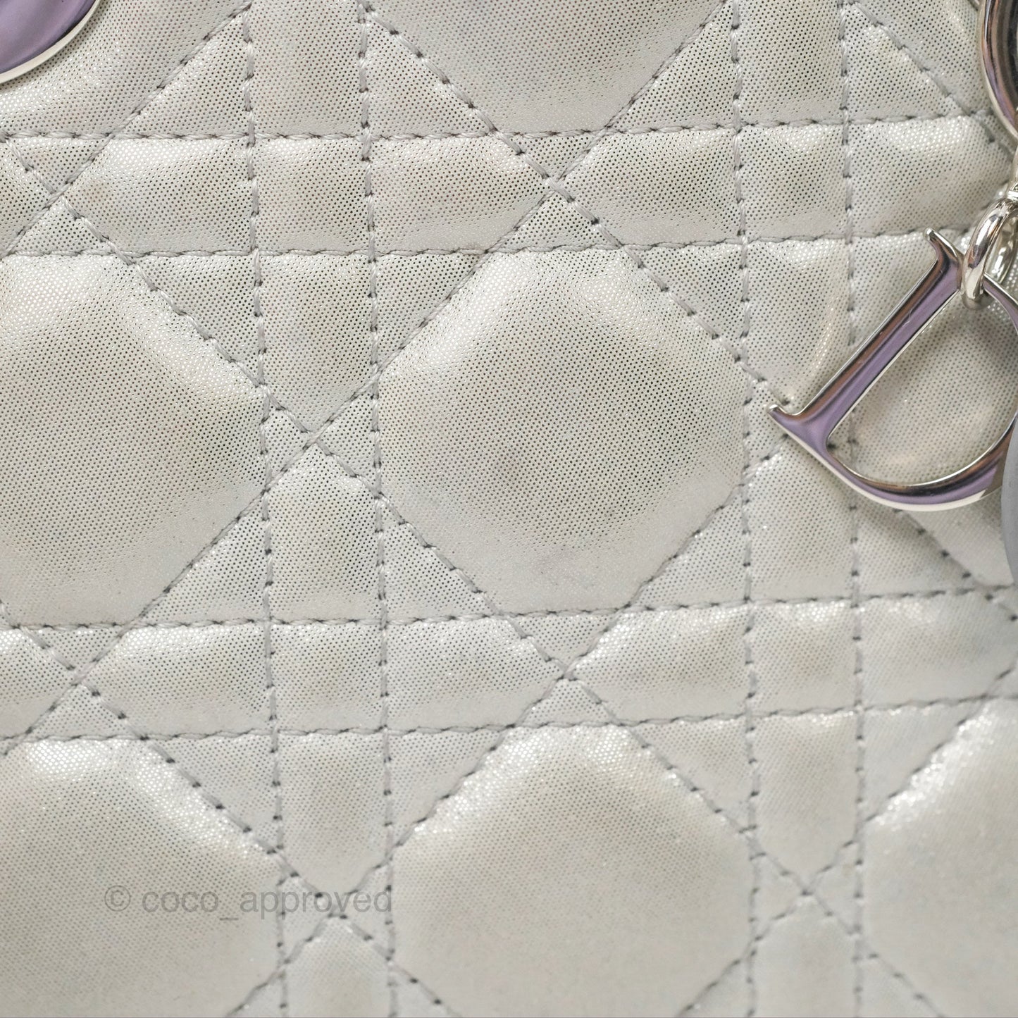 Christian Dior Mini Lady Dior Metallic Silver Nubuck Silver Hardware