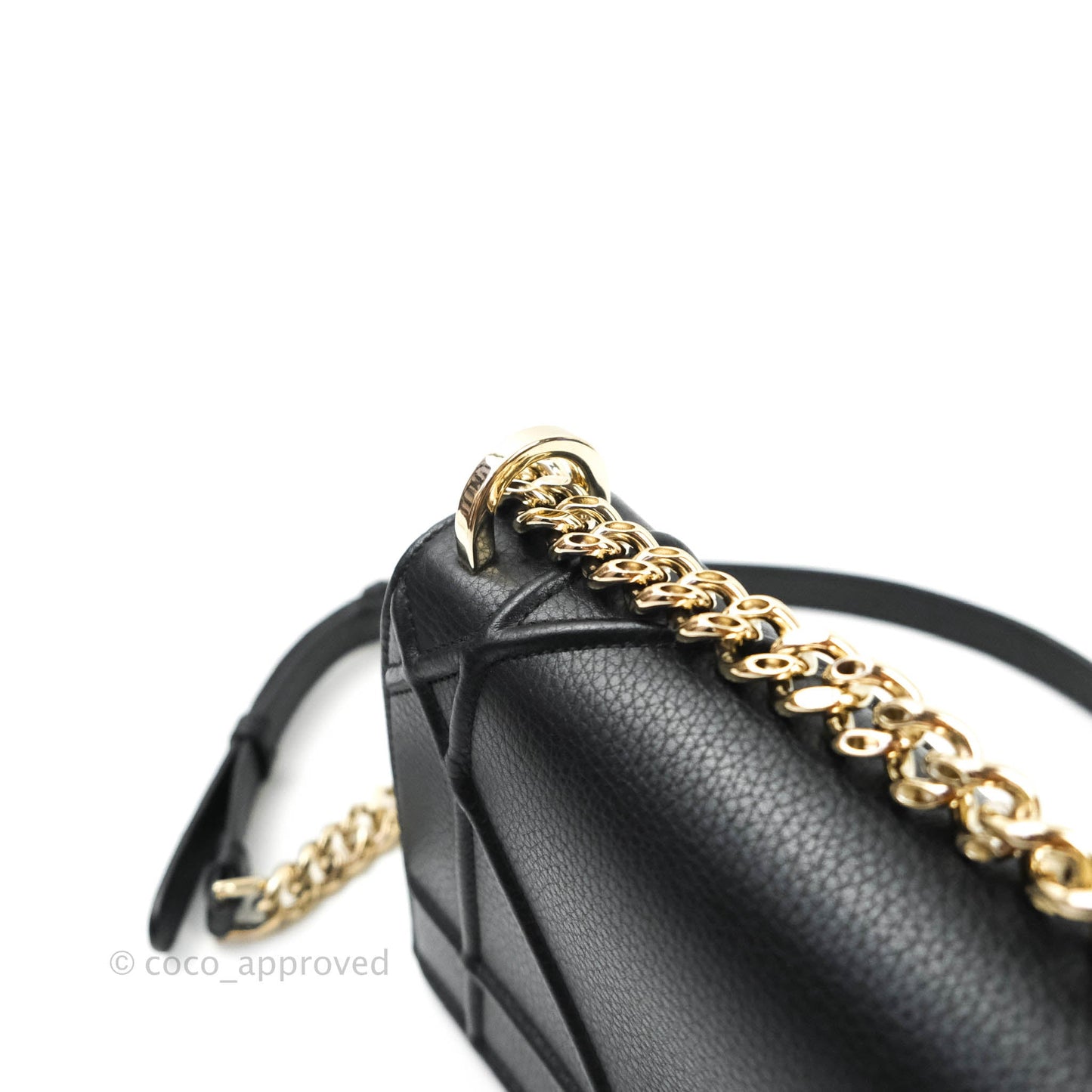 Christian Dior Small Diorama Calfskin Flap Bag Black Gold Hardware