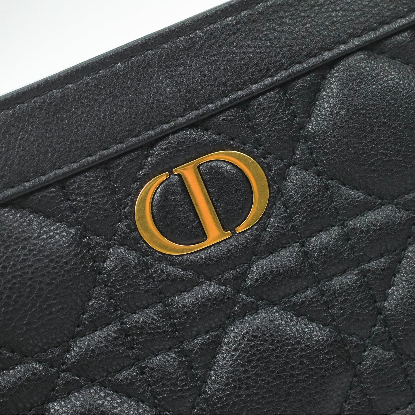Dior Caro Zipped Pouch With Chain Black Cannage Calfskin