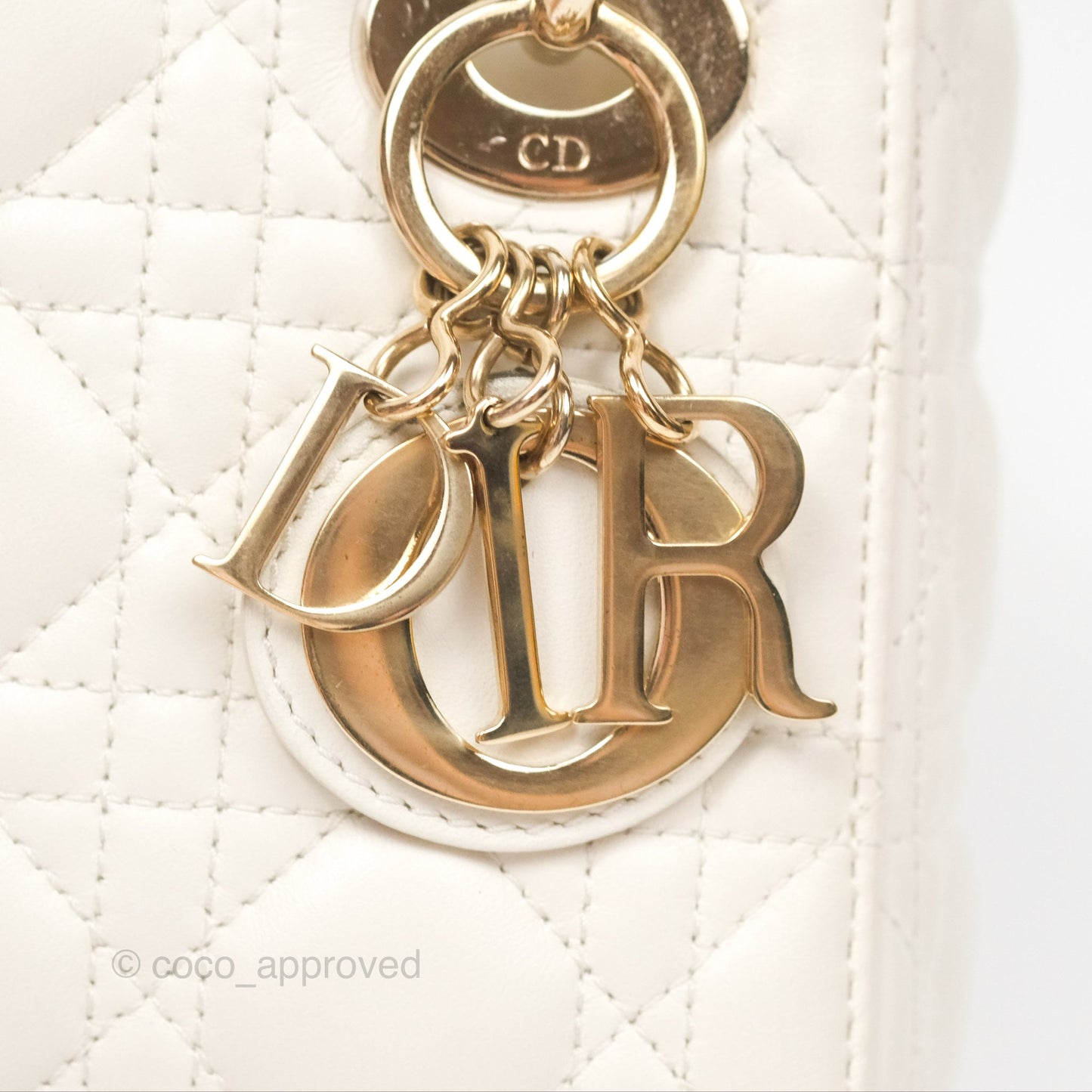 Christian Dior Cannage Mini Lady Dior White Gold Hardware
