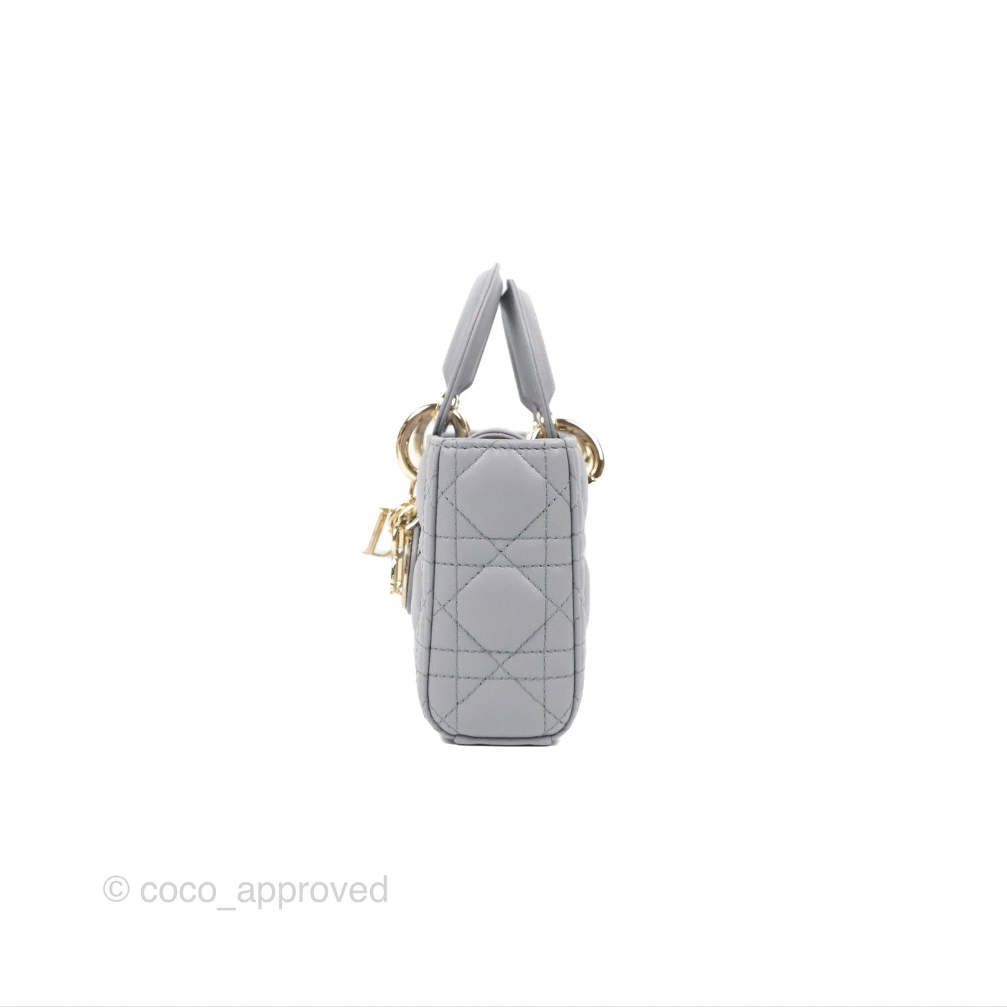 Dior Small Lady D-Joy Bag Grey Lambskin Cannage Gold Hardware