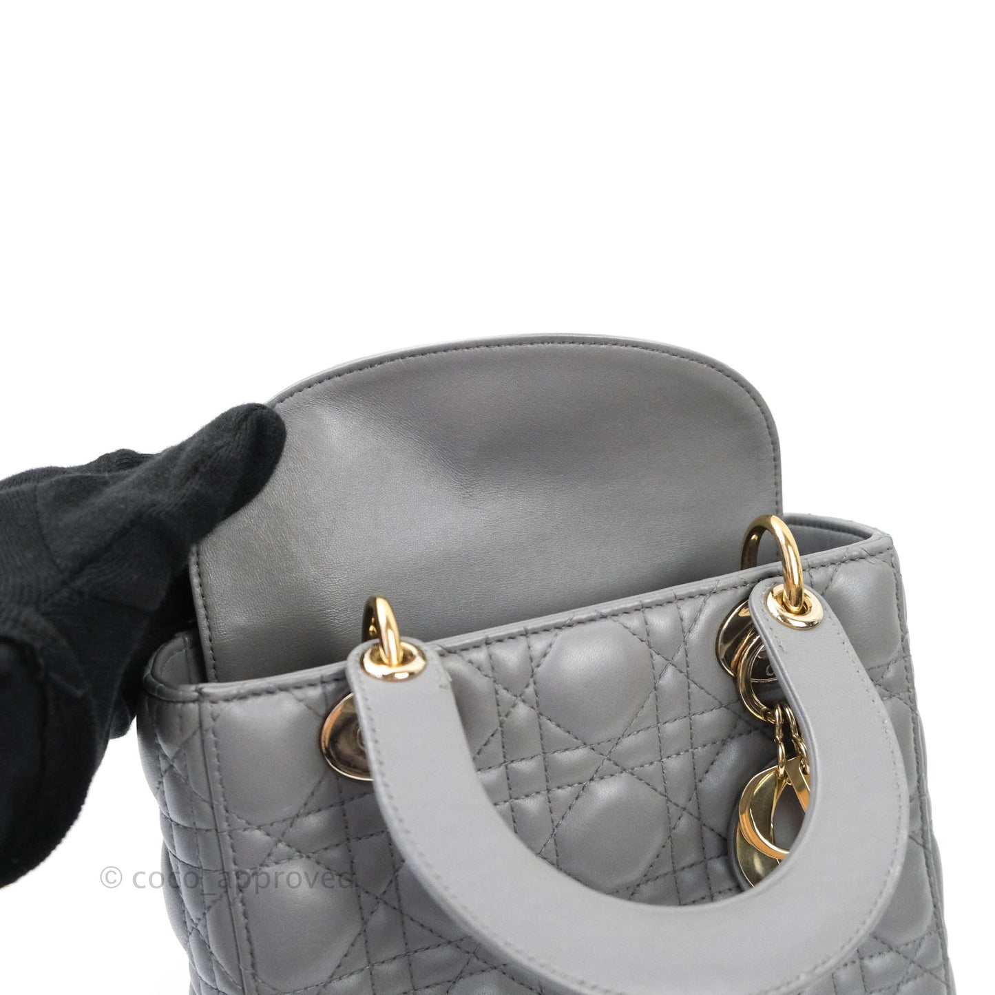 Christian Dior Lambskin My ABCDior Lady Dior Grey Gold Hardware