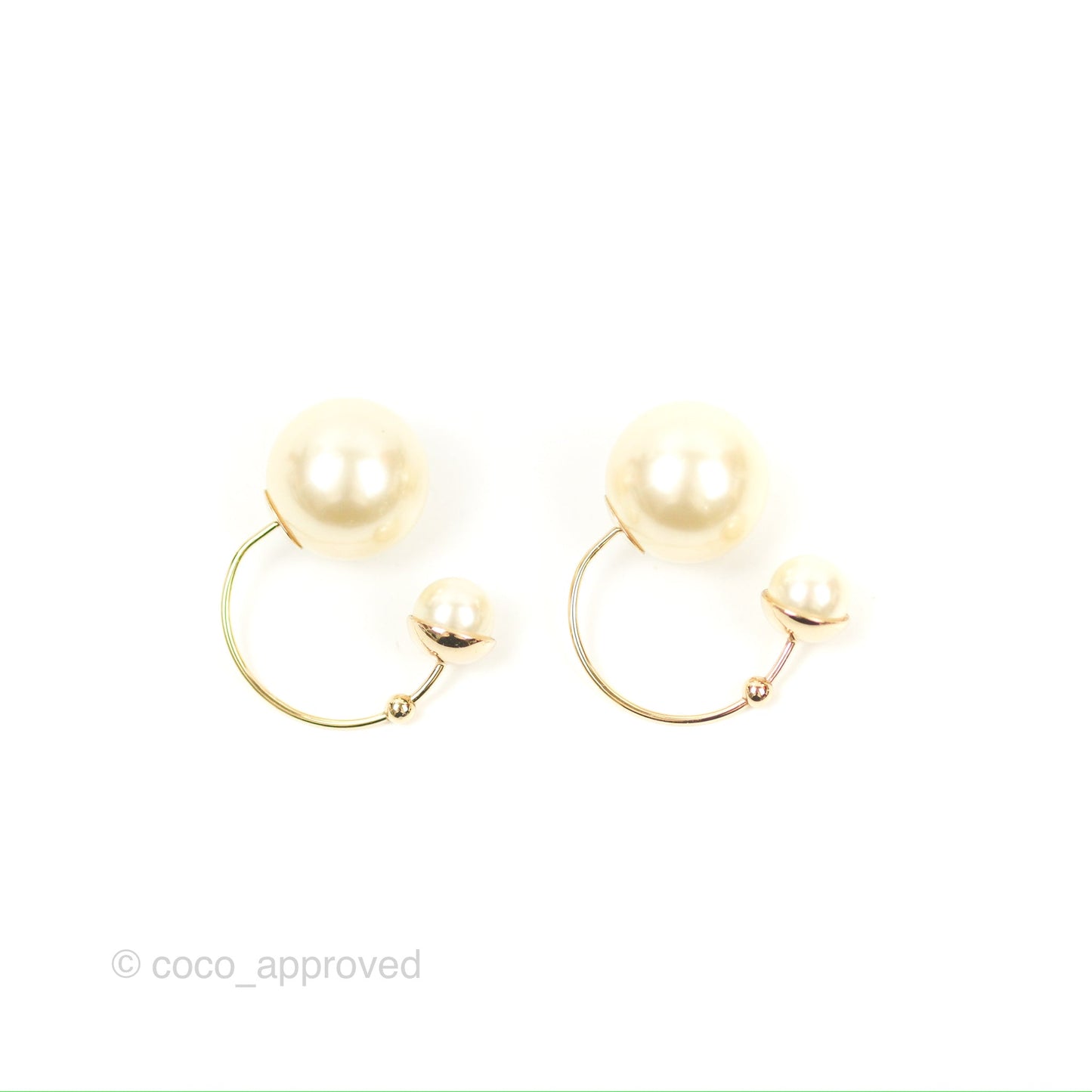 Dior Pearl Earrings Gold Tone