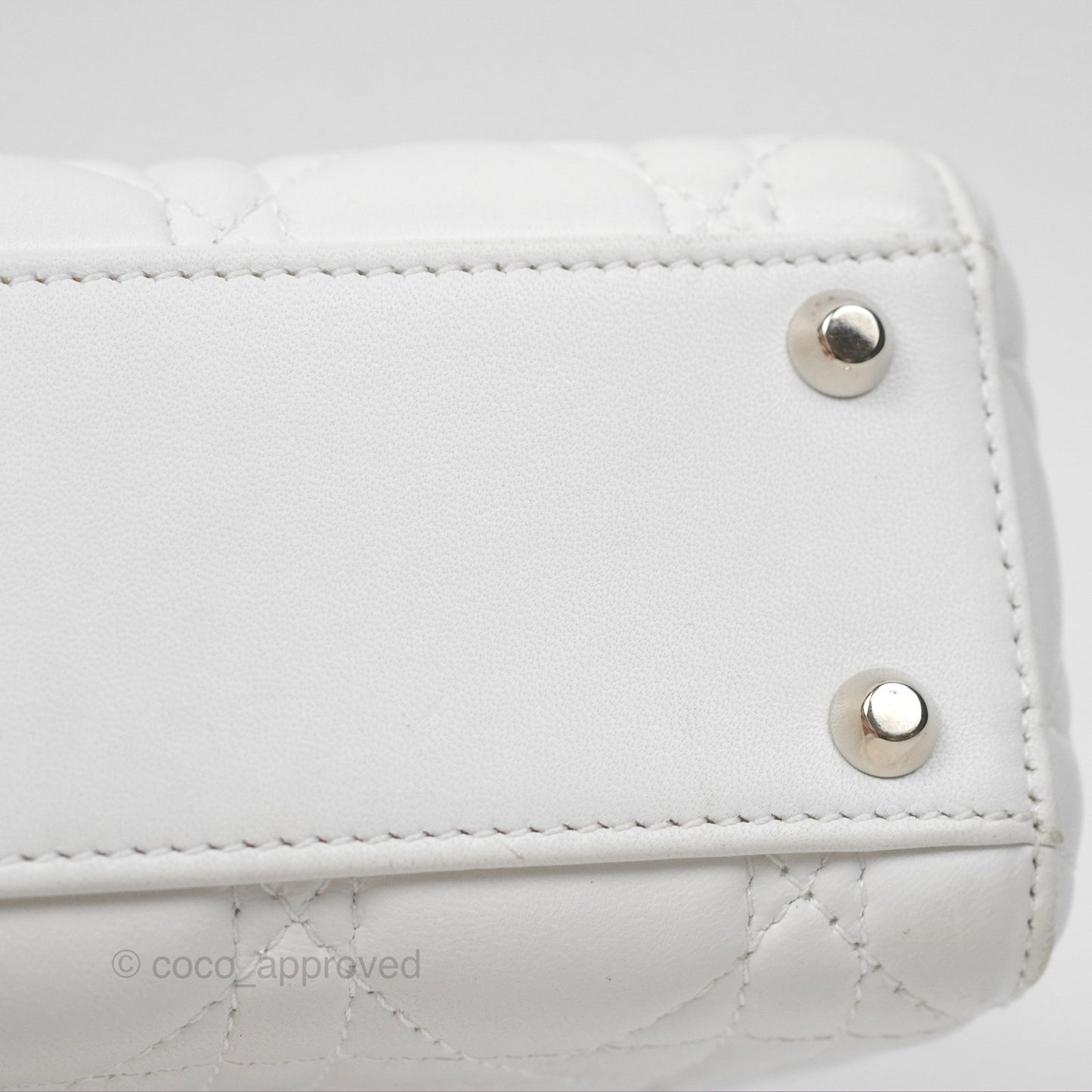 Christian Dior Cannage Mini Lady Dior White Silver Hardware