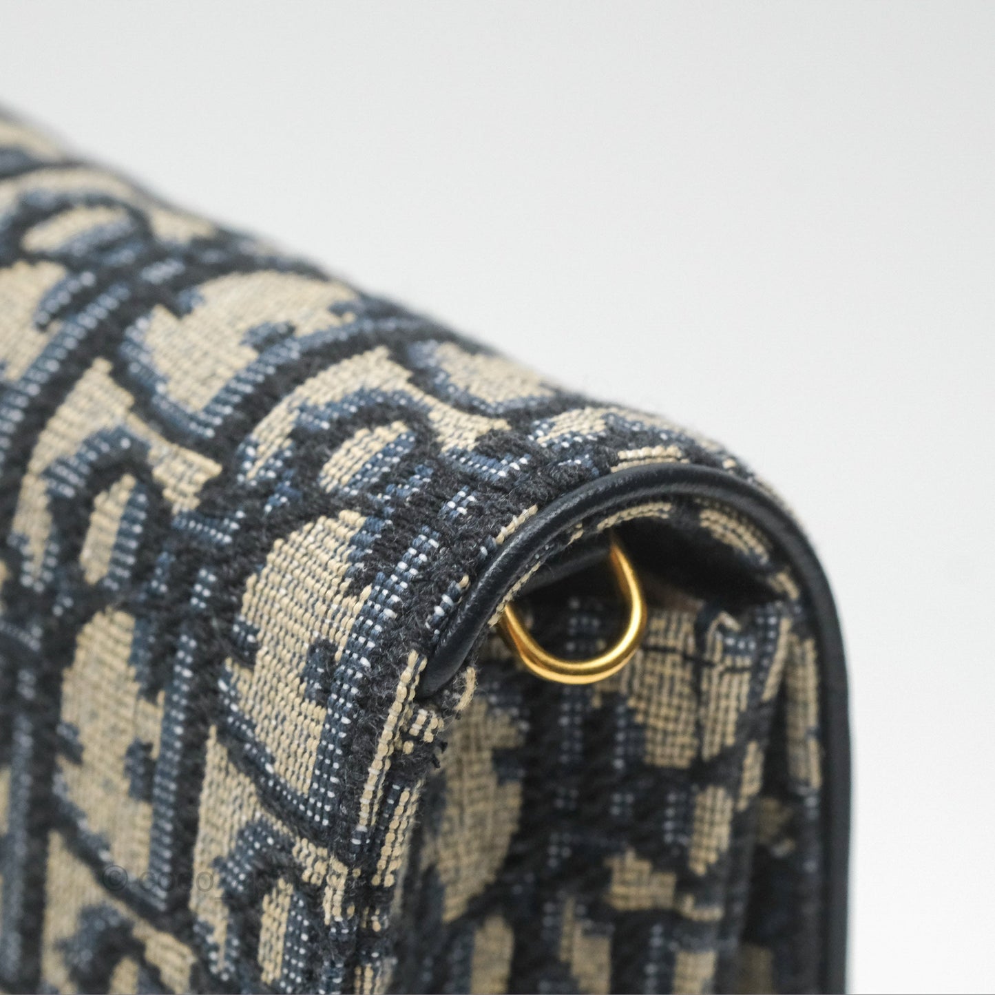 Dior Vertical Saddle Phone Holder Navy Oblique Canvas