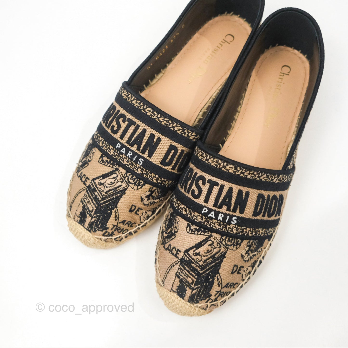 Dior Granville Espadrille Plan De Paris Beige Black Size 37.5