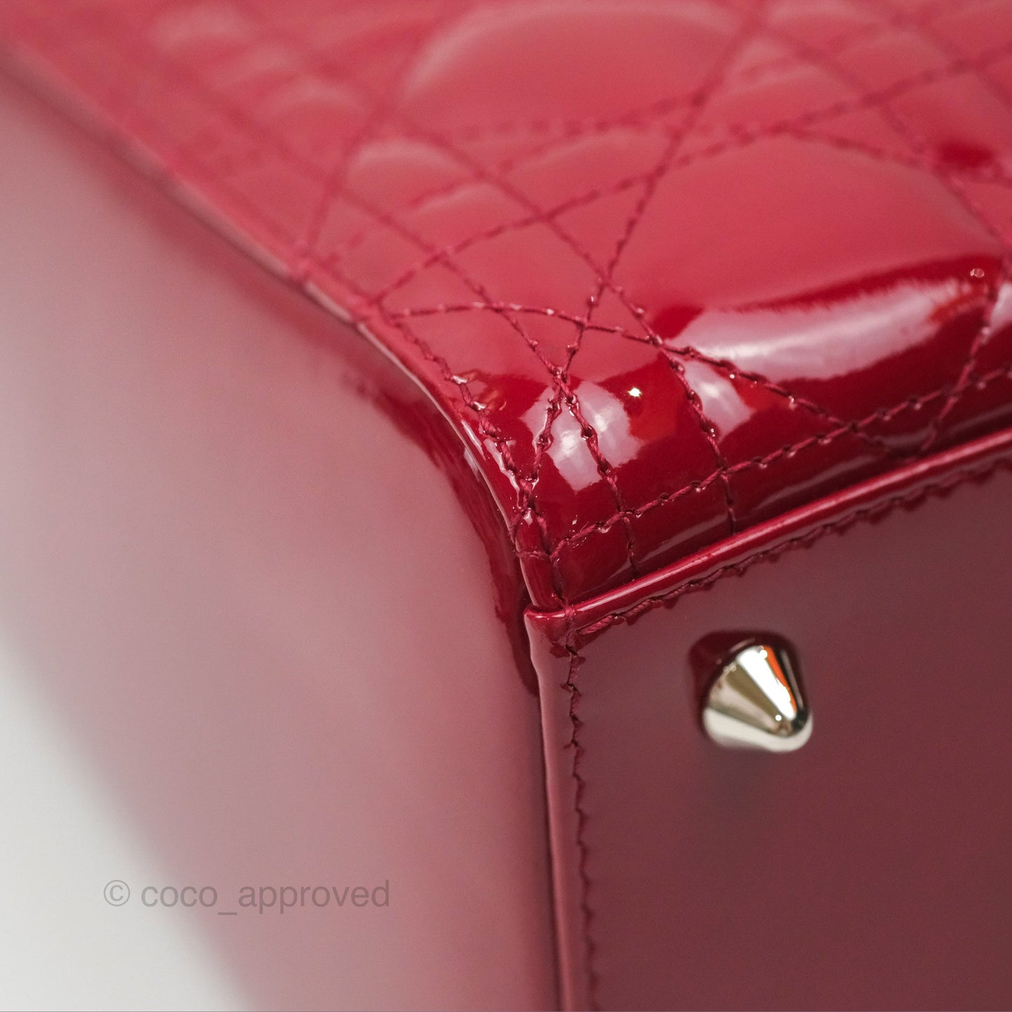 Christian Dior Medium Lady Dior Red Patent Silver Hardware