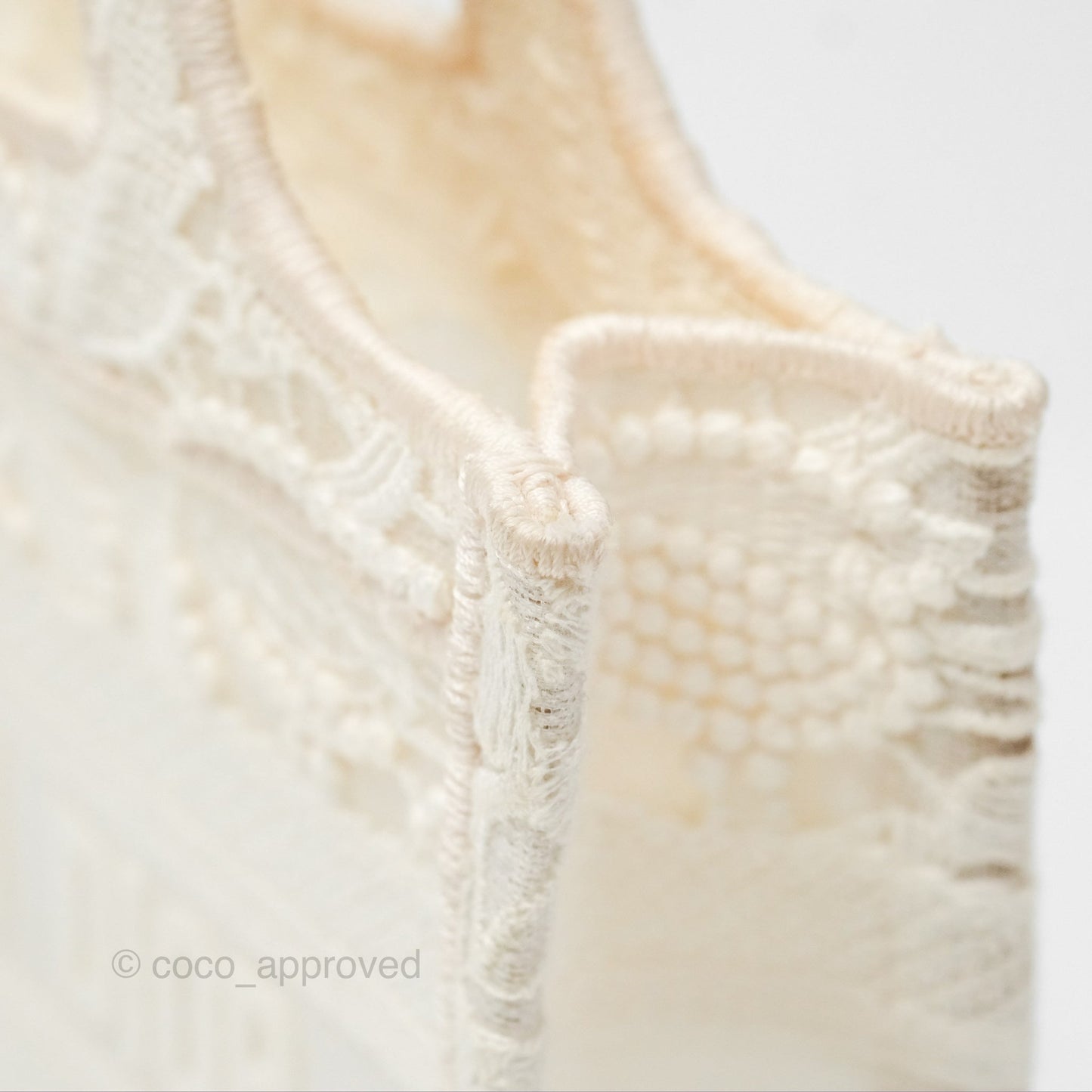 Dior Mini Book Tote Natural Macramé-Effect Embroidery