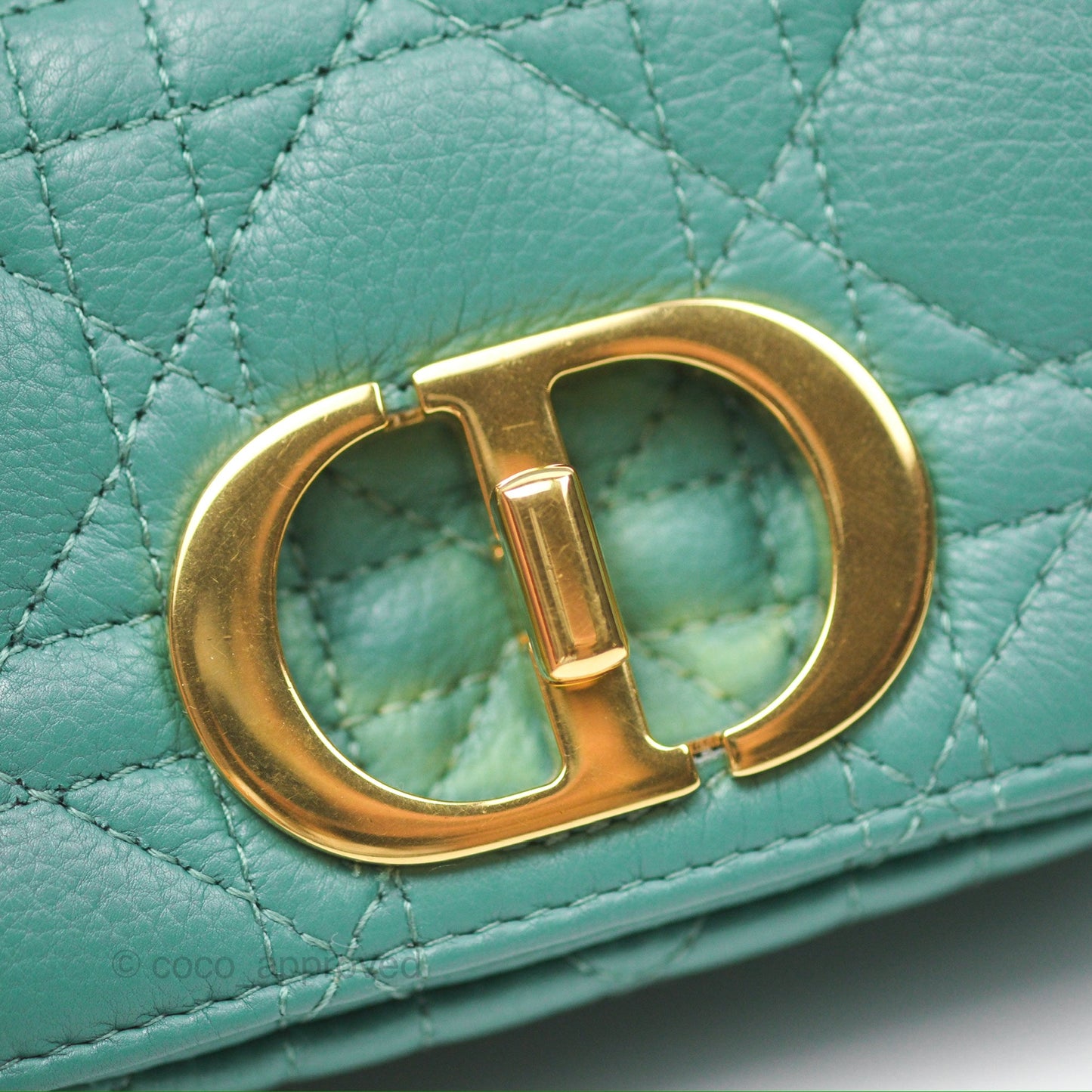 Christian Dior Micro Caro Bag in Tundra Green Supple Cannage Calfskin Gold Hardware