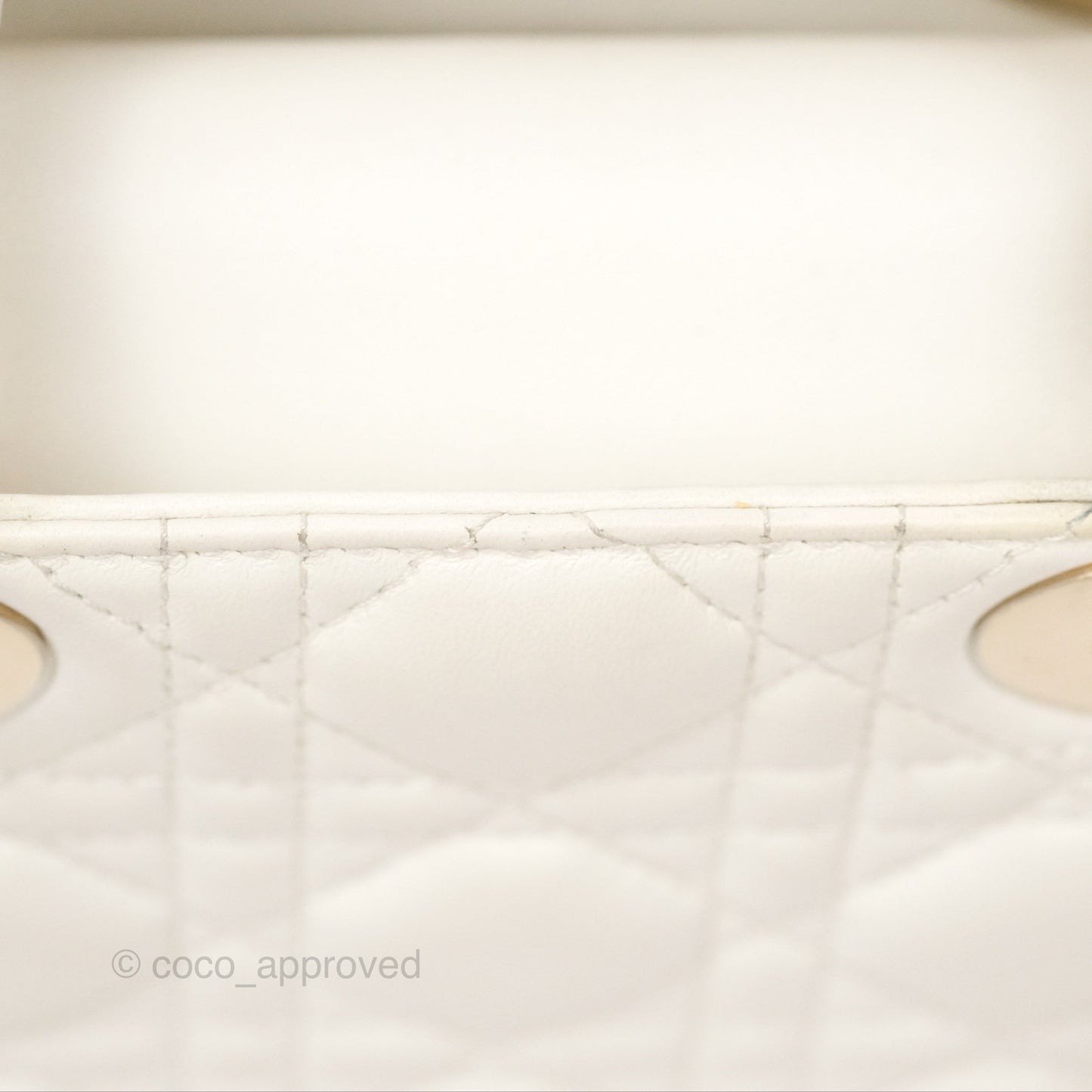 Christian Dior Cannage Mini Lady Dior White Gold Hardware
