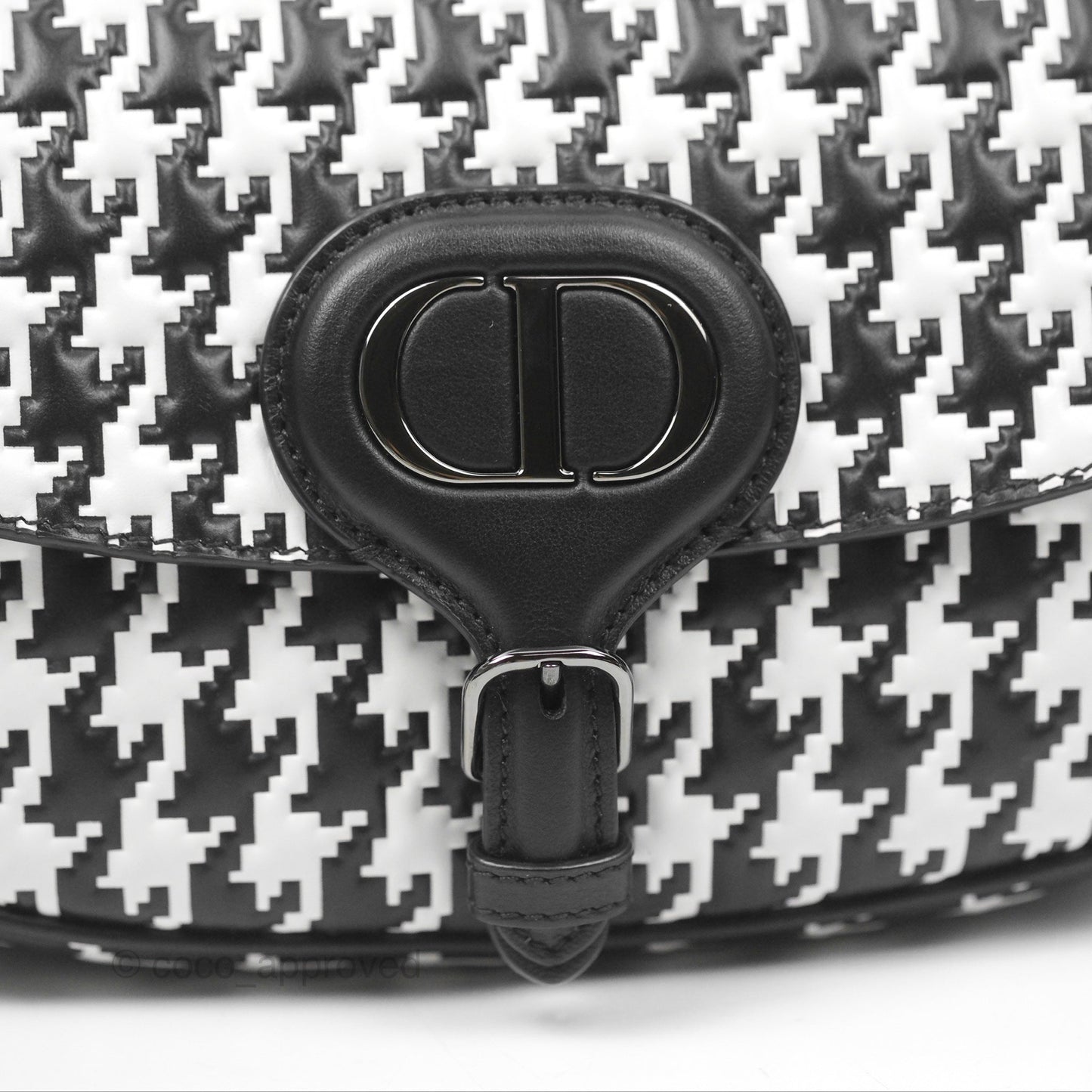 Christian Dior Bobby East-West Bag Black And White Houndstooth Embossed Calfskin