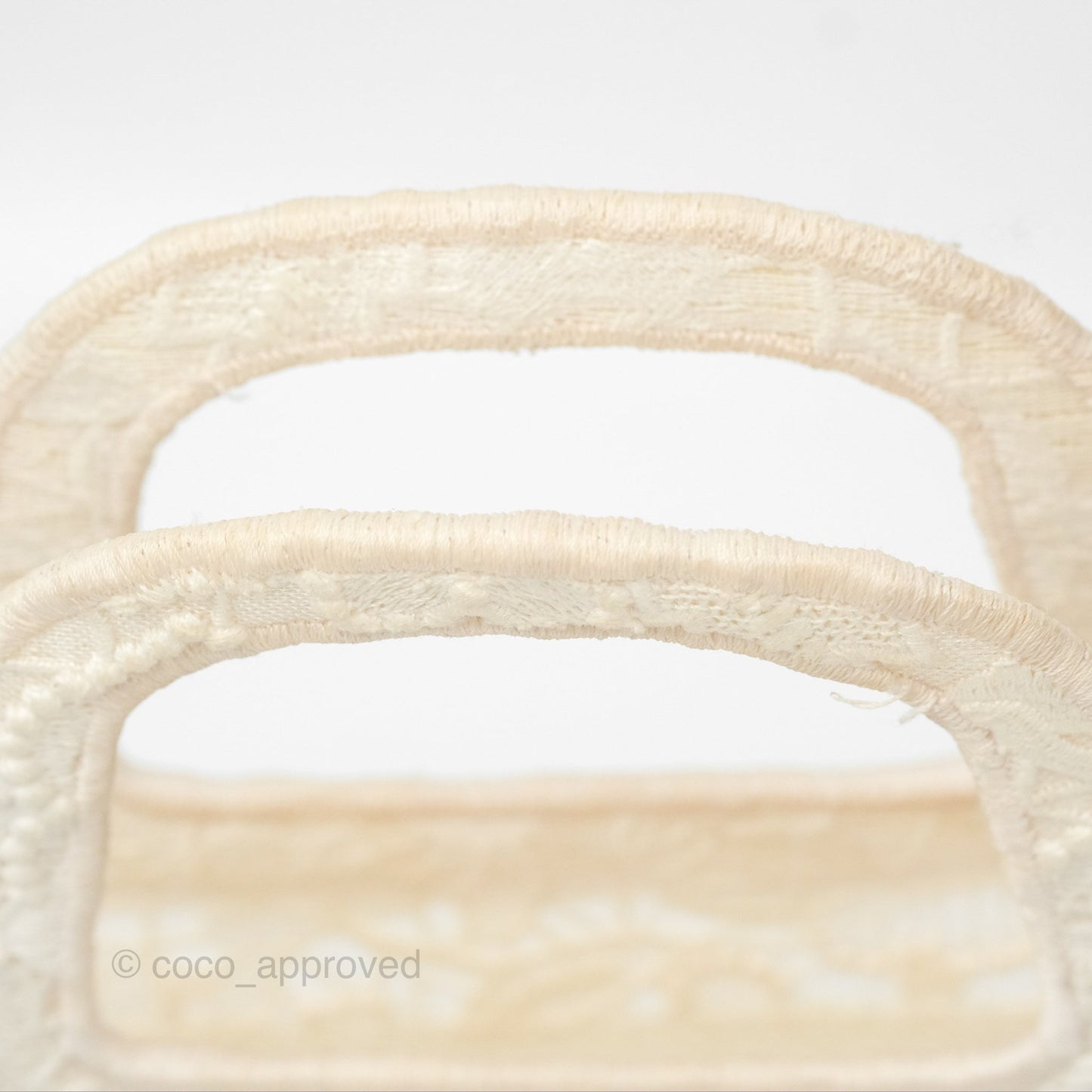 Dior Mini Book Tote Natural Macramé-Effect Embroidery