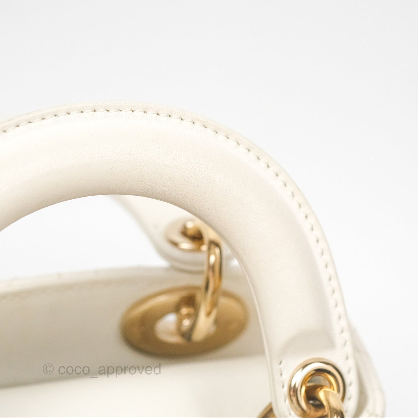 Christian Dior Cannage Mini Lady Dior White Gold Hardware