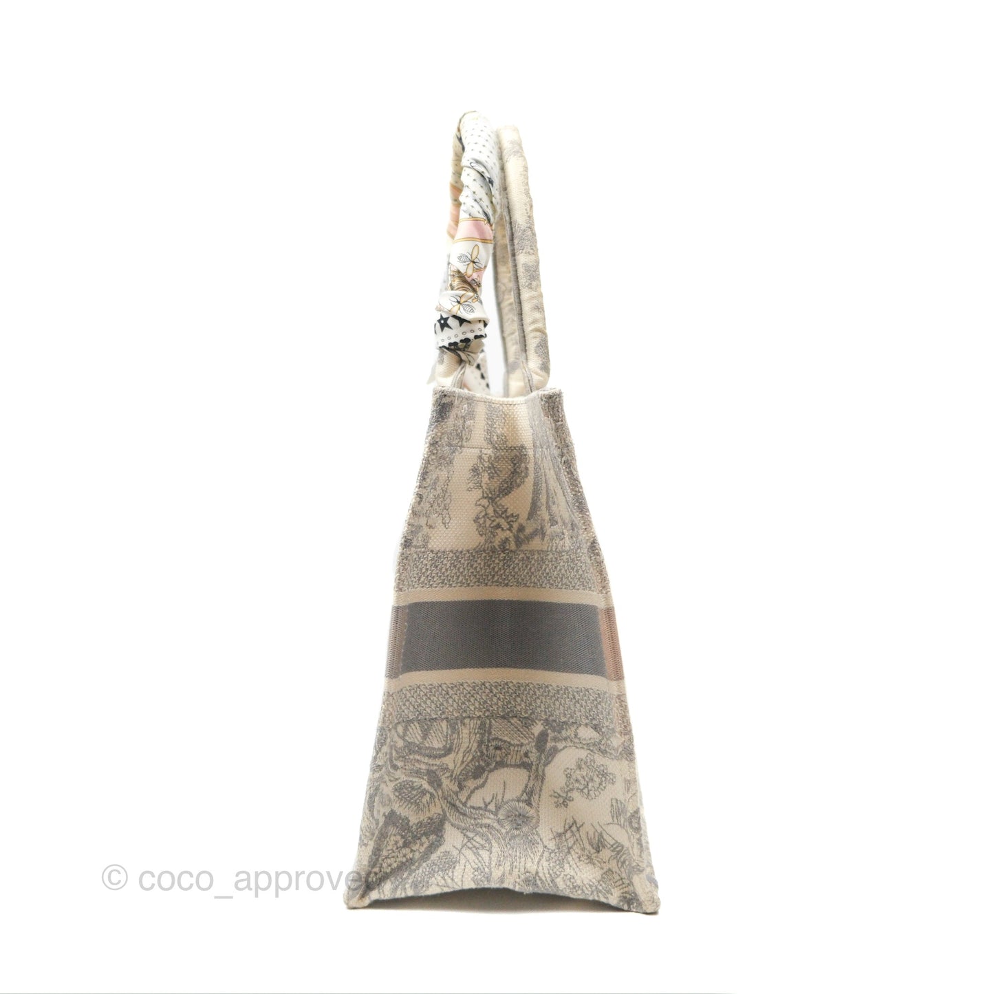 Christian Dior Medium (Old Small) Book Tote Embroidered Toile De Jouy Light Grey Canvas