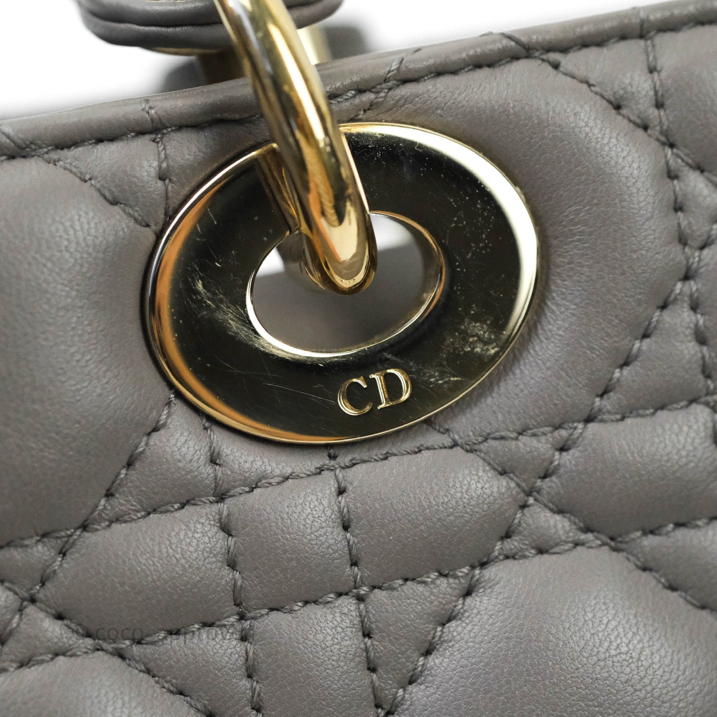 Christian Dior Lambskin My ABCDior Lady Dior Grey Gold Hardware