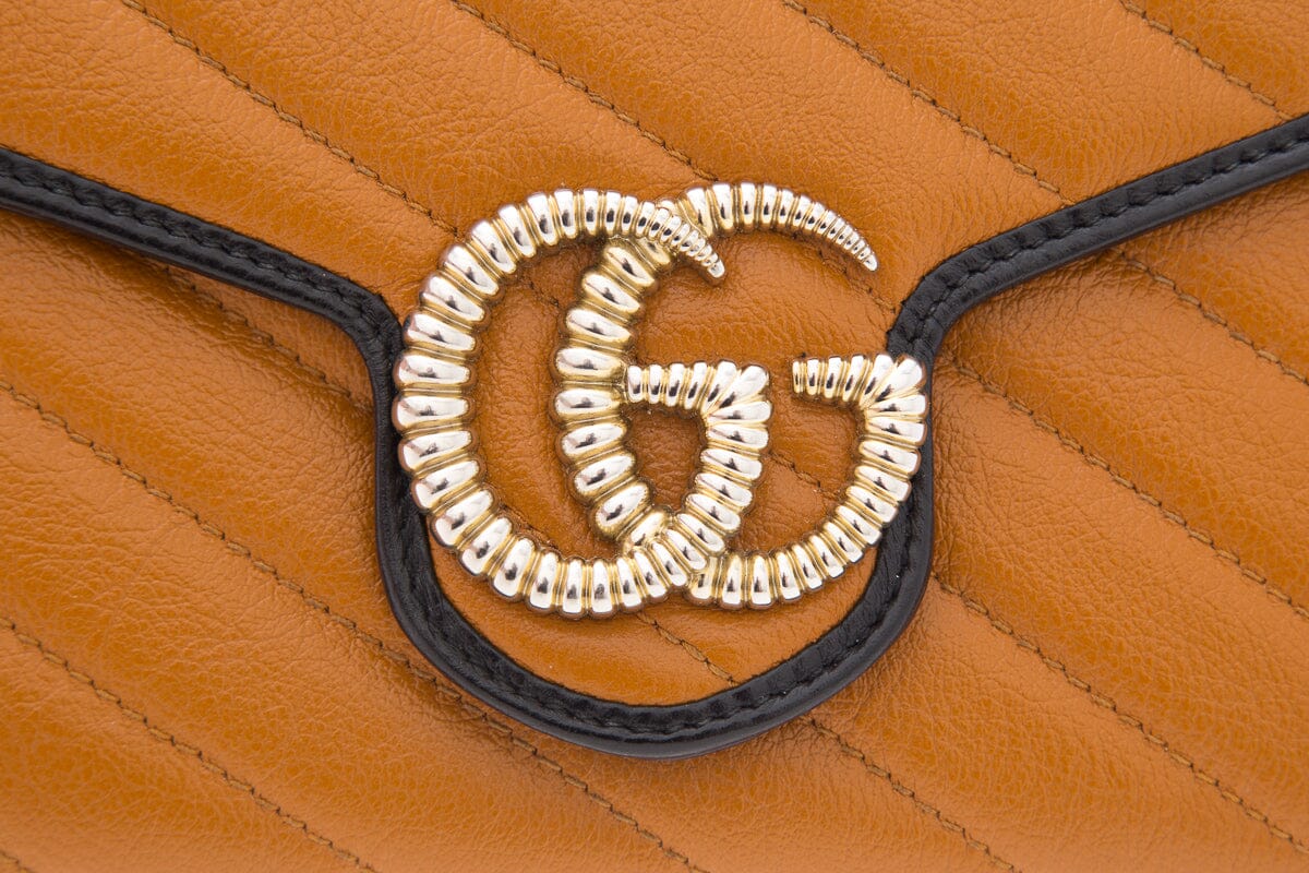 Gucci Brown Marmont Cross-Body Wallet on Chain