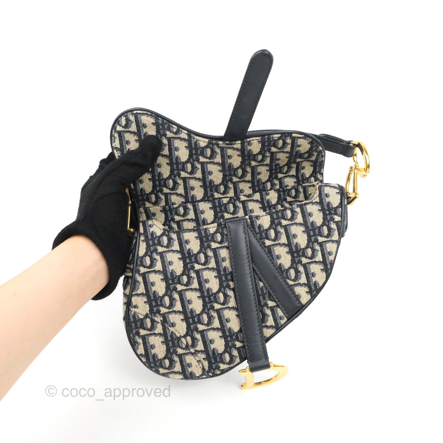 Christian Dior Mini Saddle Bag Blue Oblique Jacquard Gold Hardware