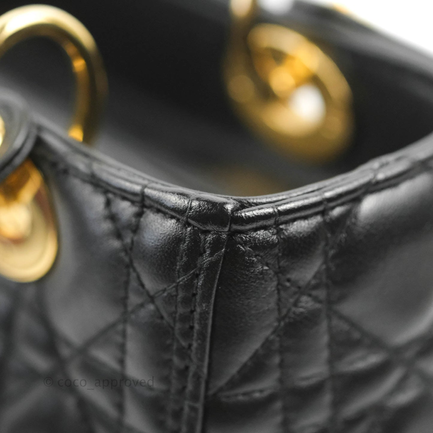 Christian Dior Medium Lady Dior Black Lambskin Gold Hardware