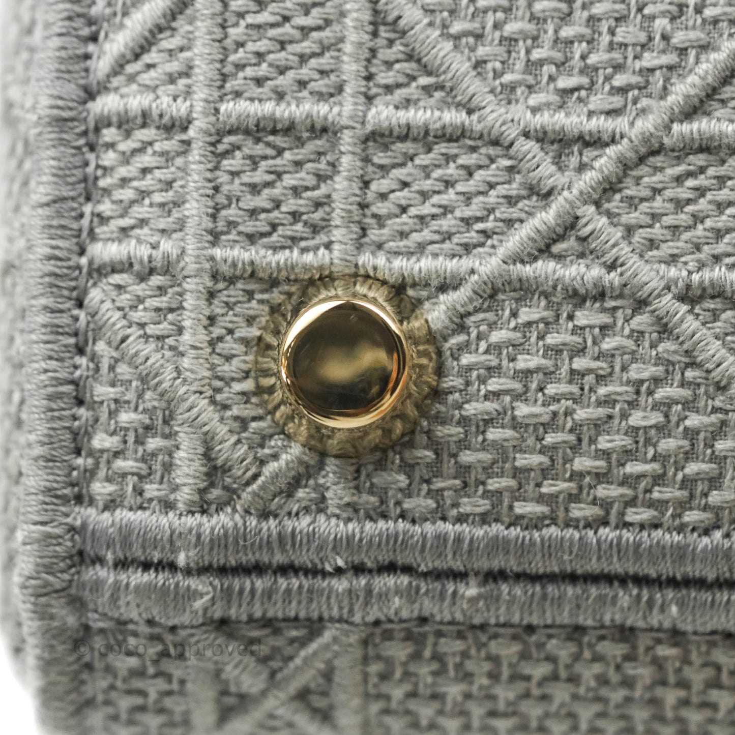 Christian Dior Medium Lady D-Lite Bag Gray Cannage Embroidery Gold Hardware