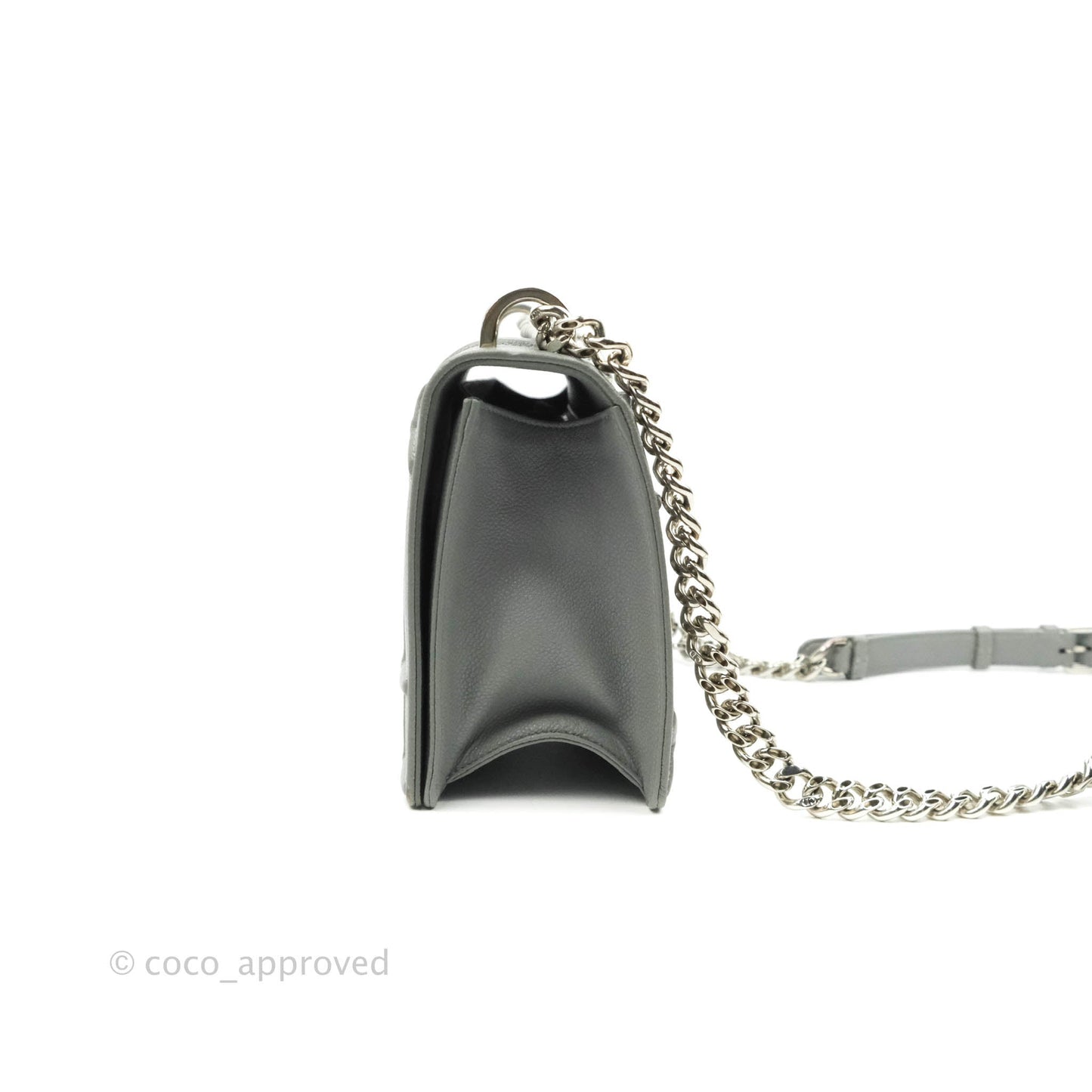 Christian Dior Medium Diorama Calfskin Flap Bag Grey Silver Hardware