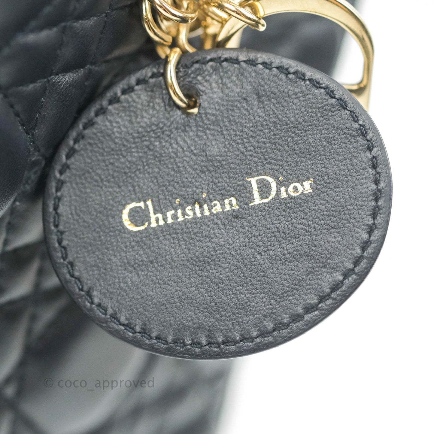 Christian Dior My ABCDior Lady Dior Navy Lambskin Gold Hardware with Twilly