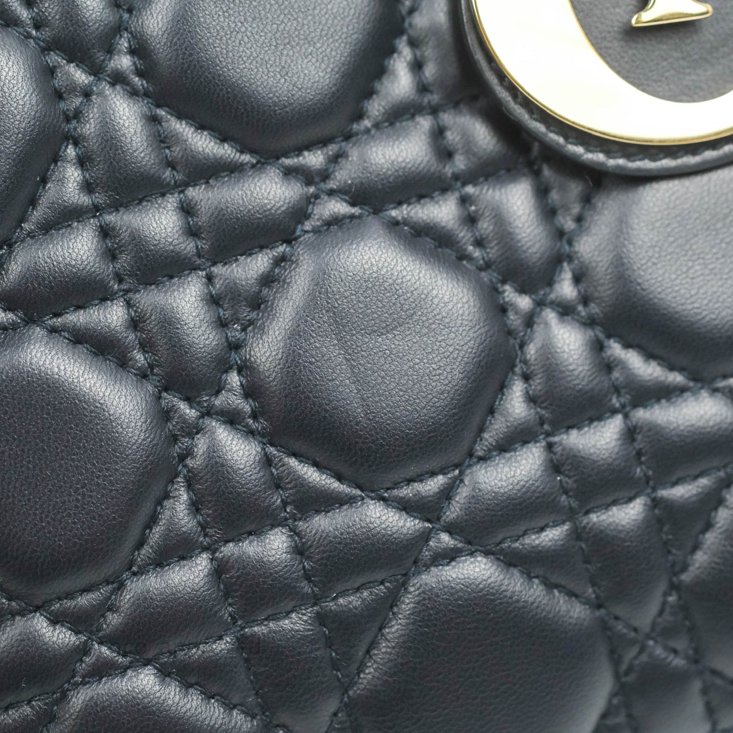 Christian Dior My ABCDior Lady Dior Navy Lambskin Gold Hardware with Twilly