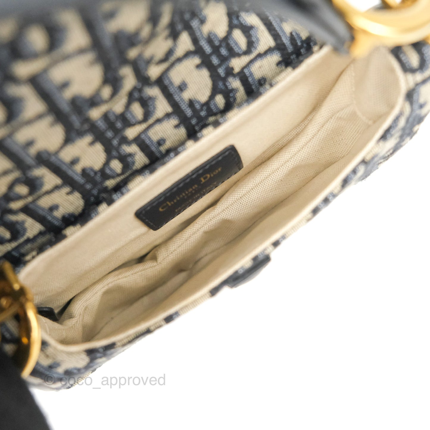 Christian Dior Mini Saddle Bag Blue Oblique Jacquard Gold Hardware