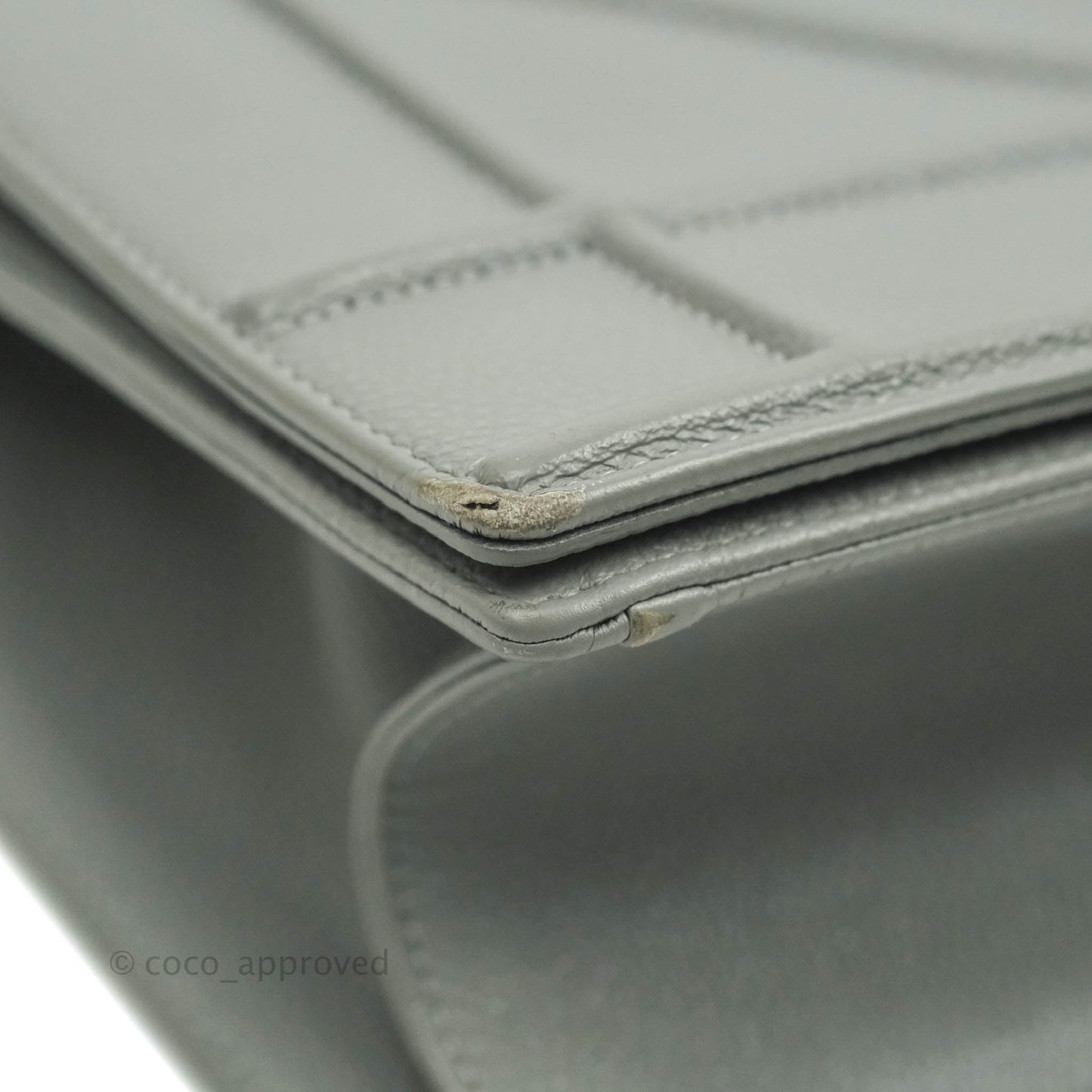 Christian Dior Medium Diorama Calfskin Flap Bag Grey Silver Hardware