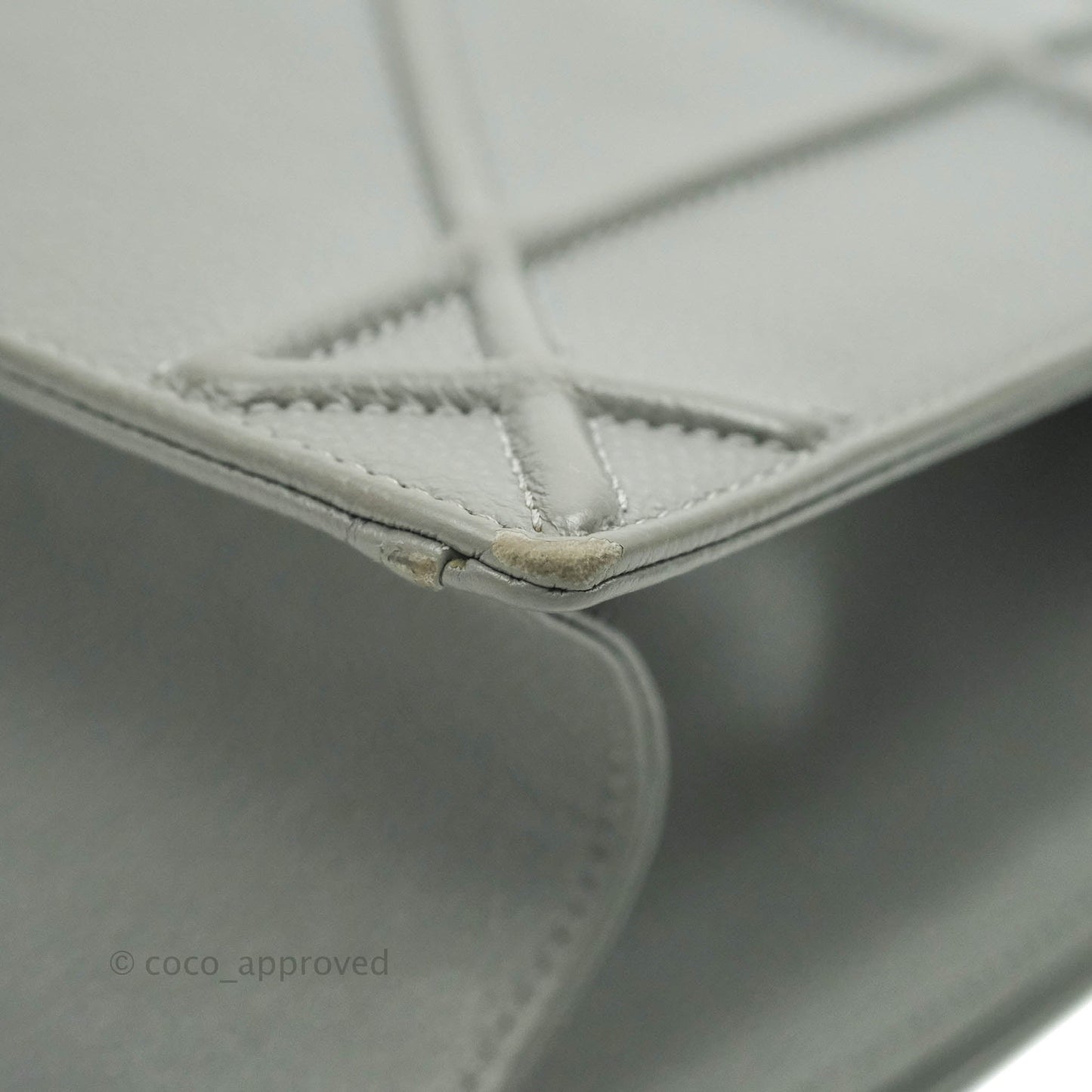 Christian Dior Medium Diorama Calfskin Flap Bag Grey Silver Hardware