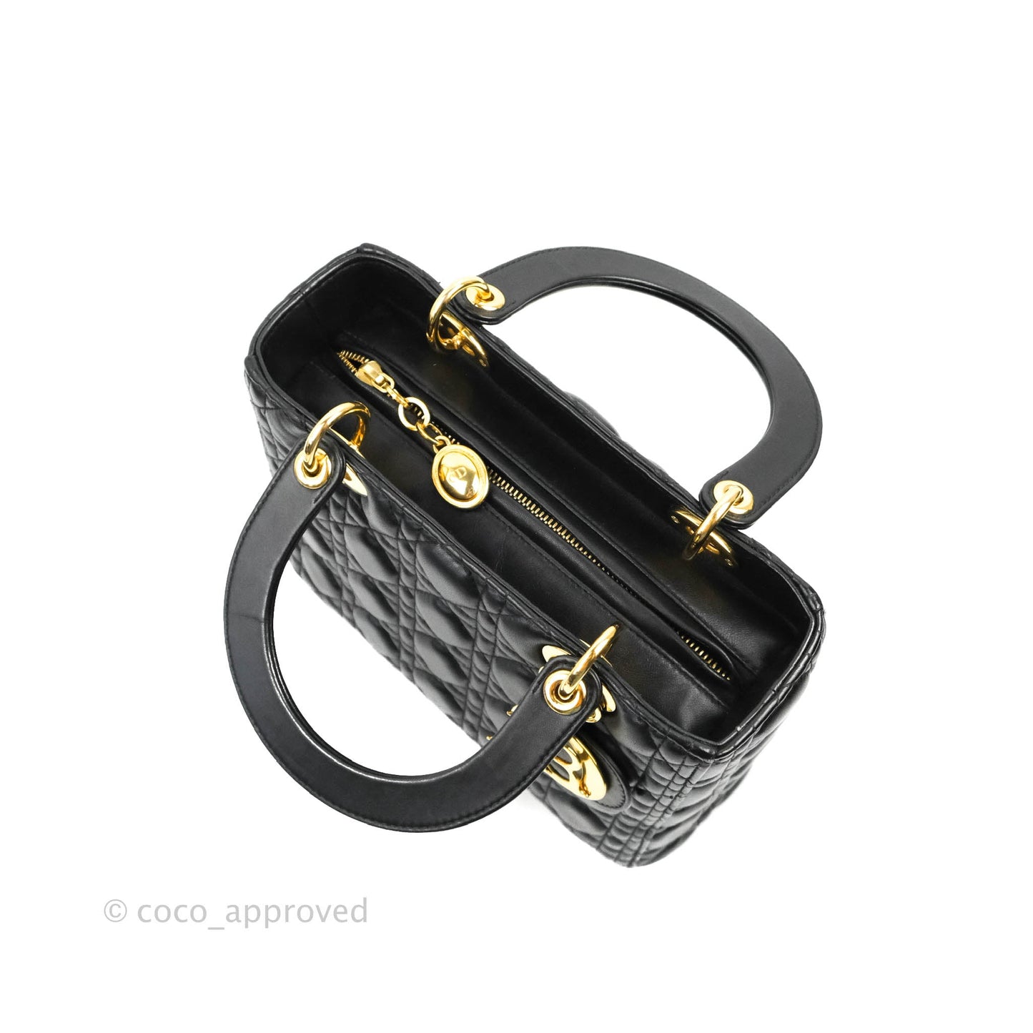 Christian Dior Medium Lady Dior Black Lambskin Gold Hardware