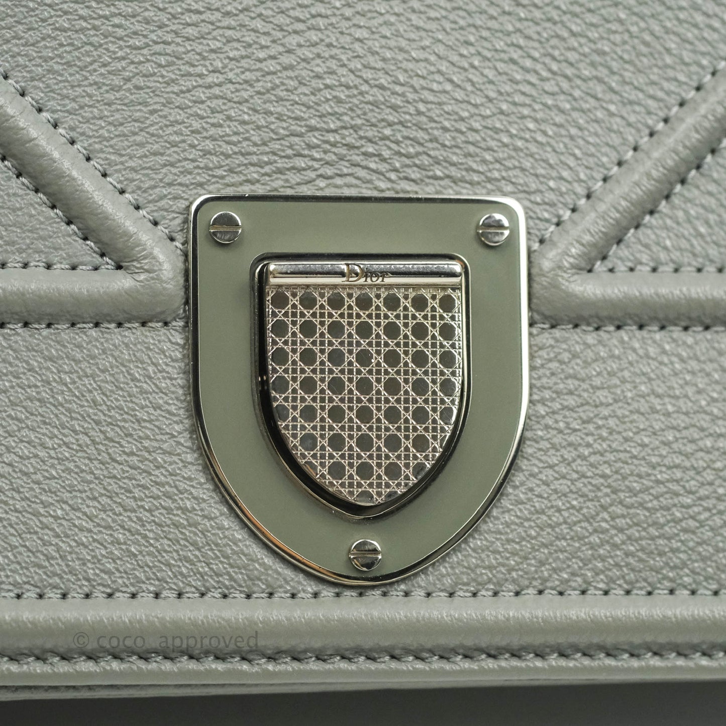 Christian Dior Medium Diorama Calfskin Flap Bag Grey Silver Hardware