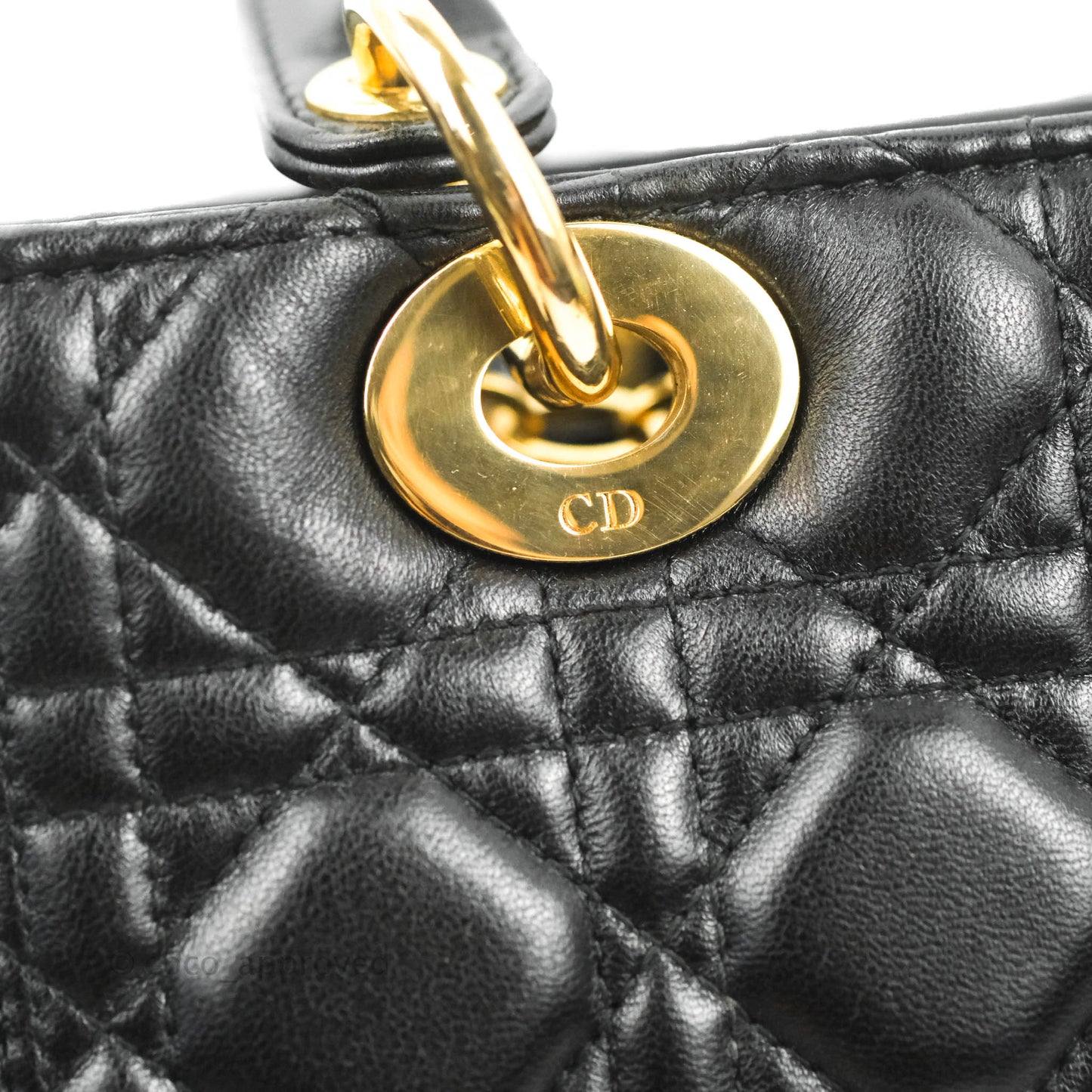 Christian Dior Medium Lady Dior Black Lambskin Gold Hardware