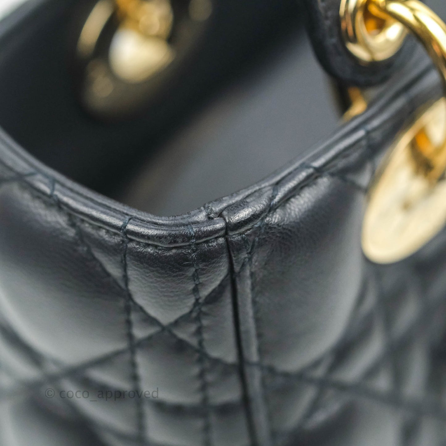 Christian Dior My ABCDior Lady Dior Navy Lambskin Gold Hardware with Twilly