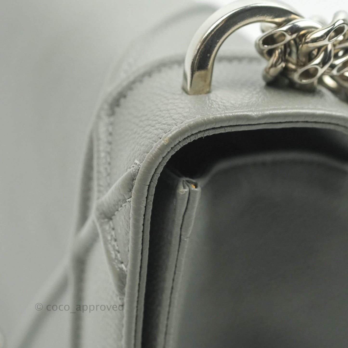 Christian Dior Medium Diorama Calfskin Flap Bag Grey Silver Hardware