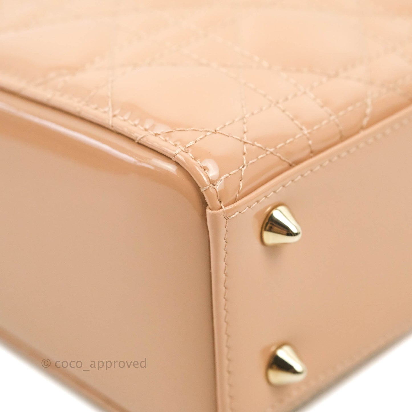 Christian Dior Lady Dior Beige Pink Patent Gold Hardware