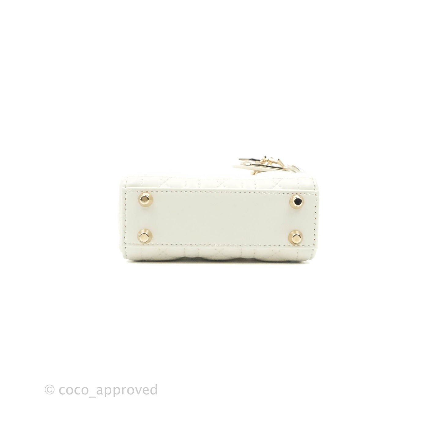 Christian Dior Micro Lady Dior Cannage Ivory White Lambskin Gold Hardware