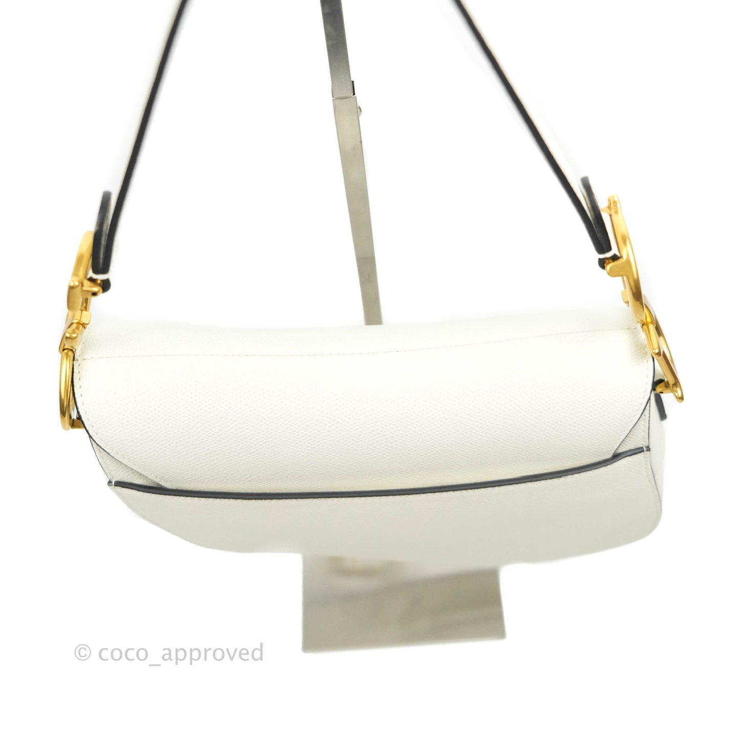 Christian Dior Saddle Bag White Grained Calfskin Gold Hardware