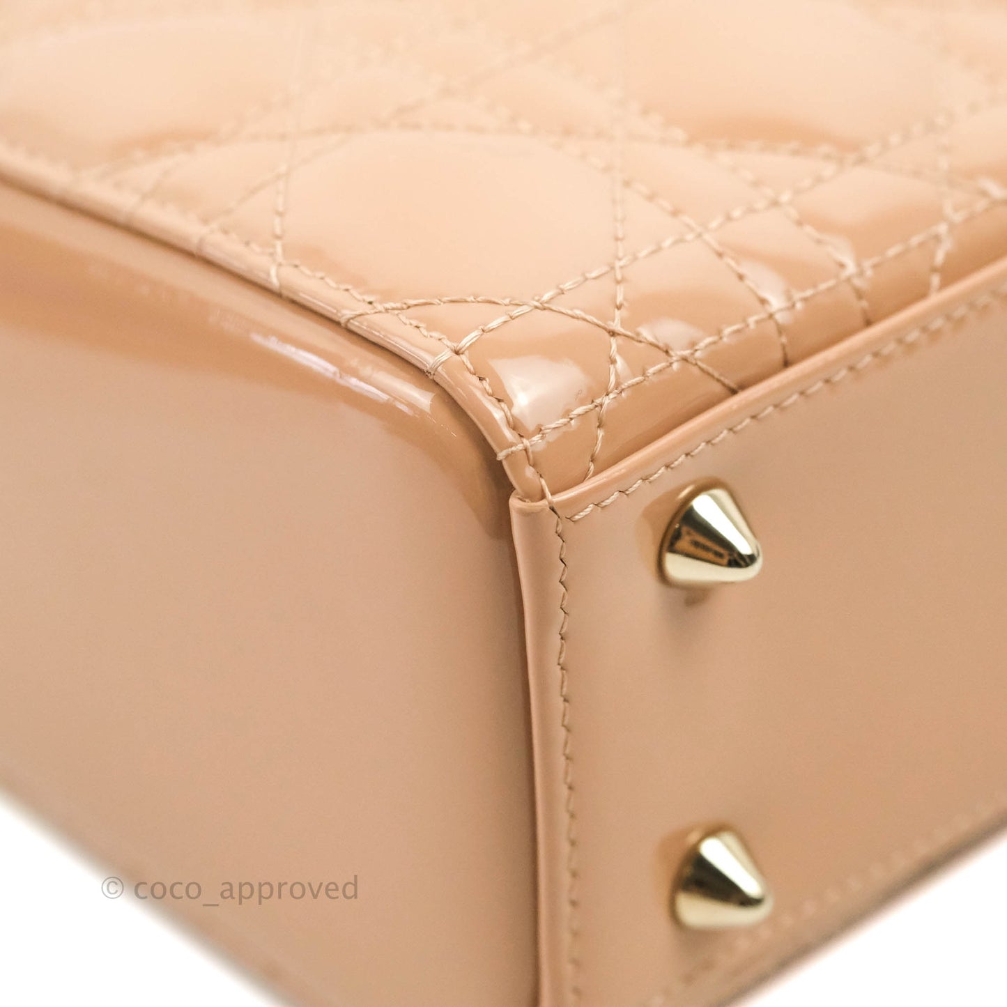 Christian Dior Lady Dior Beige Pink Patent Gold Hardware