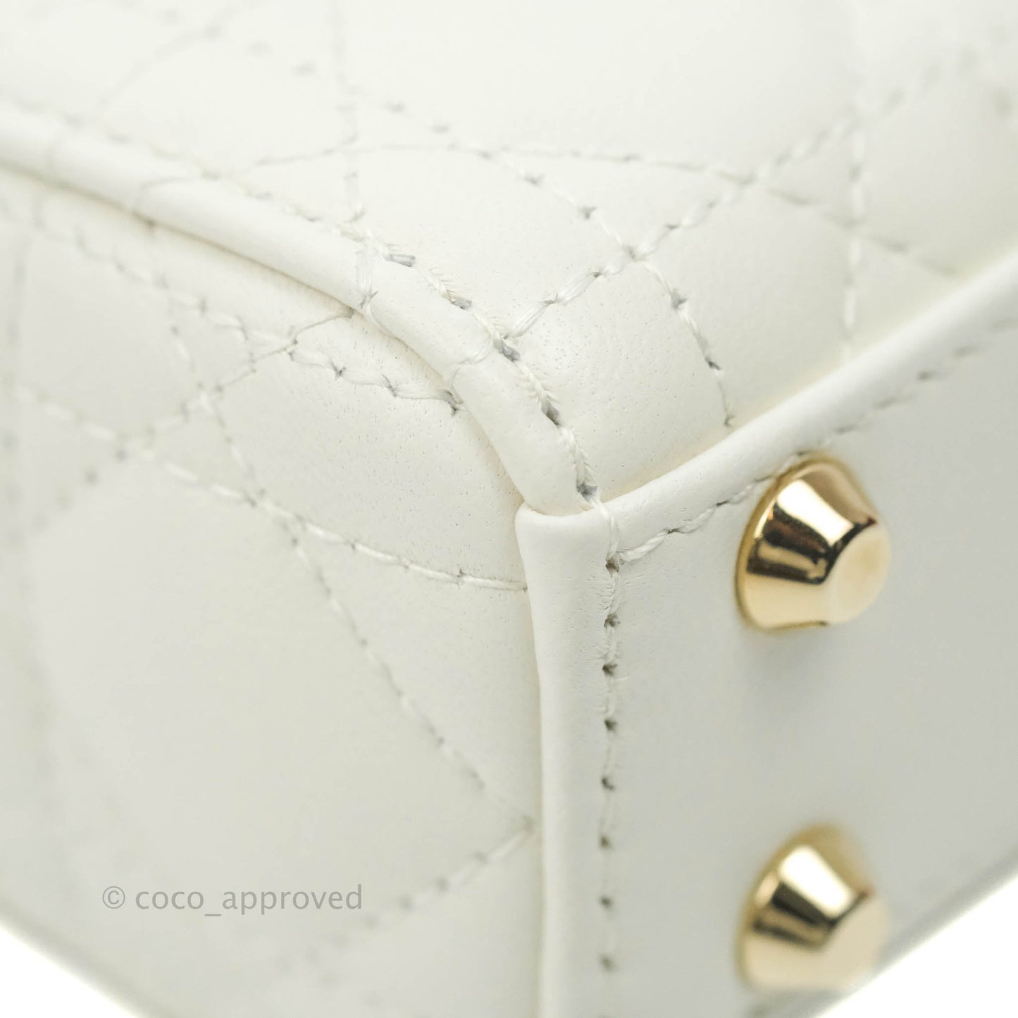 Christian Dior Micro Lady Dior Cannage Ivory White Lambskin Gold Hardware
