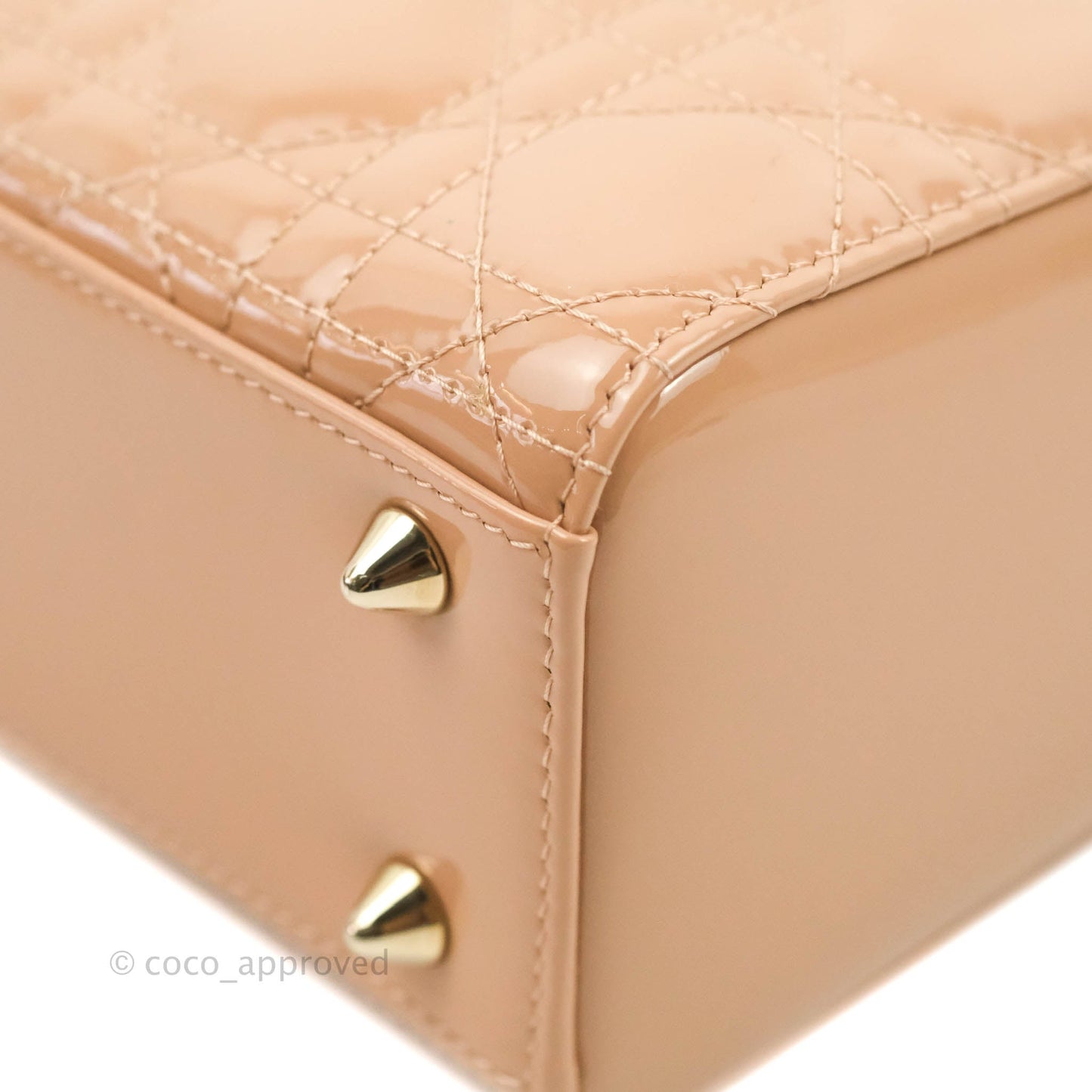 Christian Dior Lady Dior Beige Pink Patent Gold Hardware